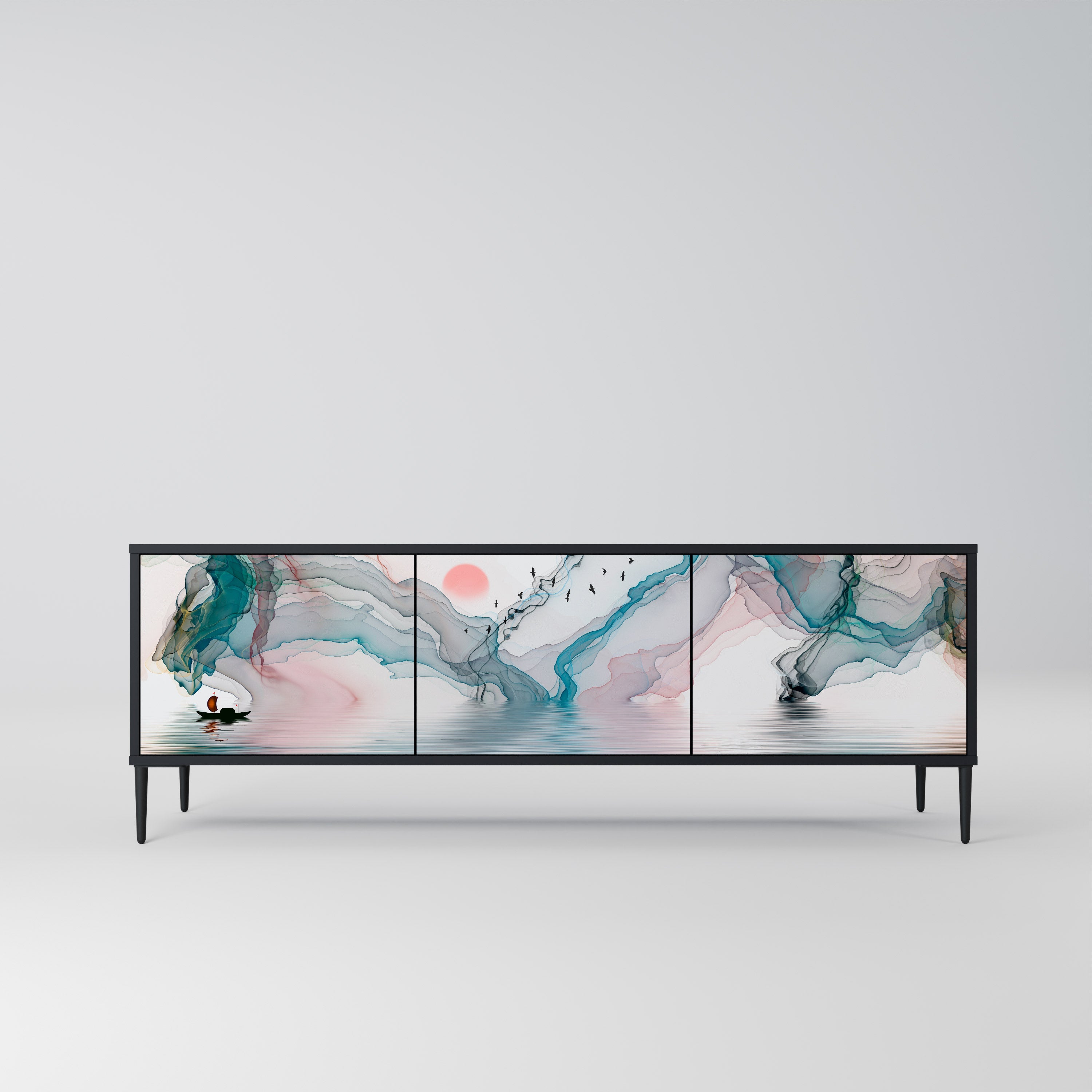 Meuble TV 3 portes VELVET CROSSING finition noire