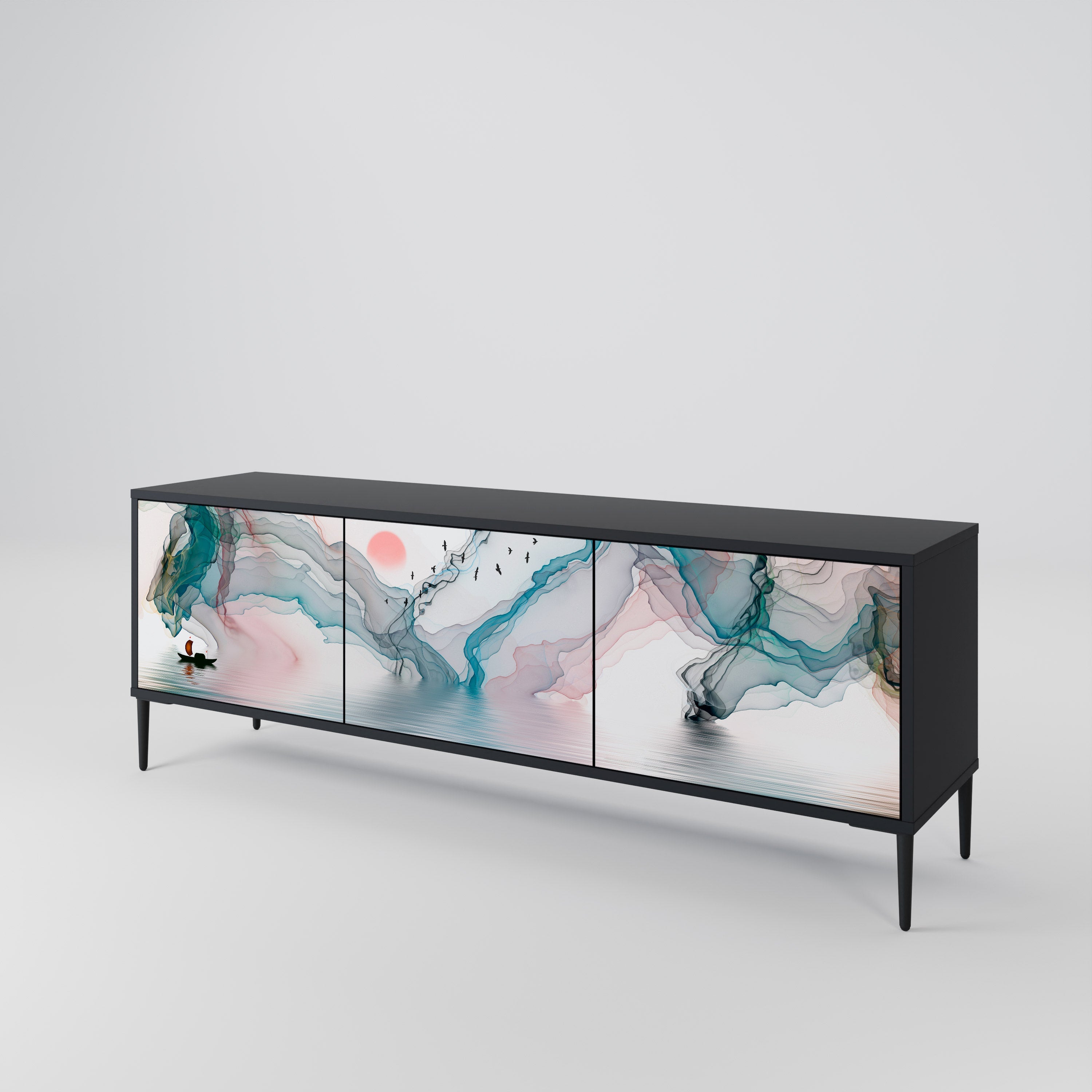 Meuble TV 3 portes VELVET CROSSING finition noire