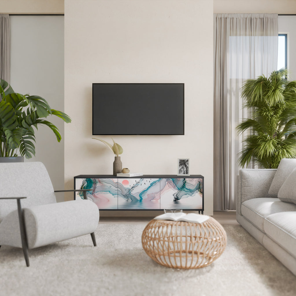 Meuble TV 3 portes VELVET CROSSING finition noire