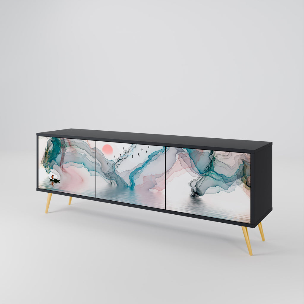 Meuble TV 3 portes VELVET CROSSING finition noire