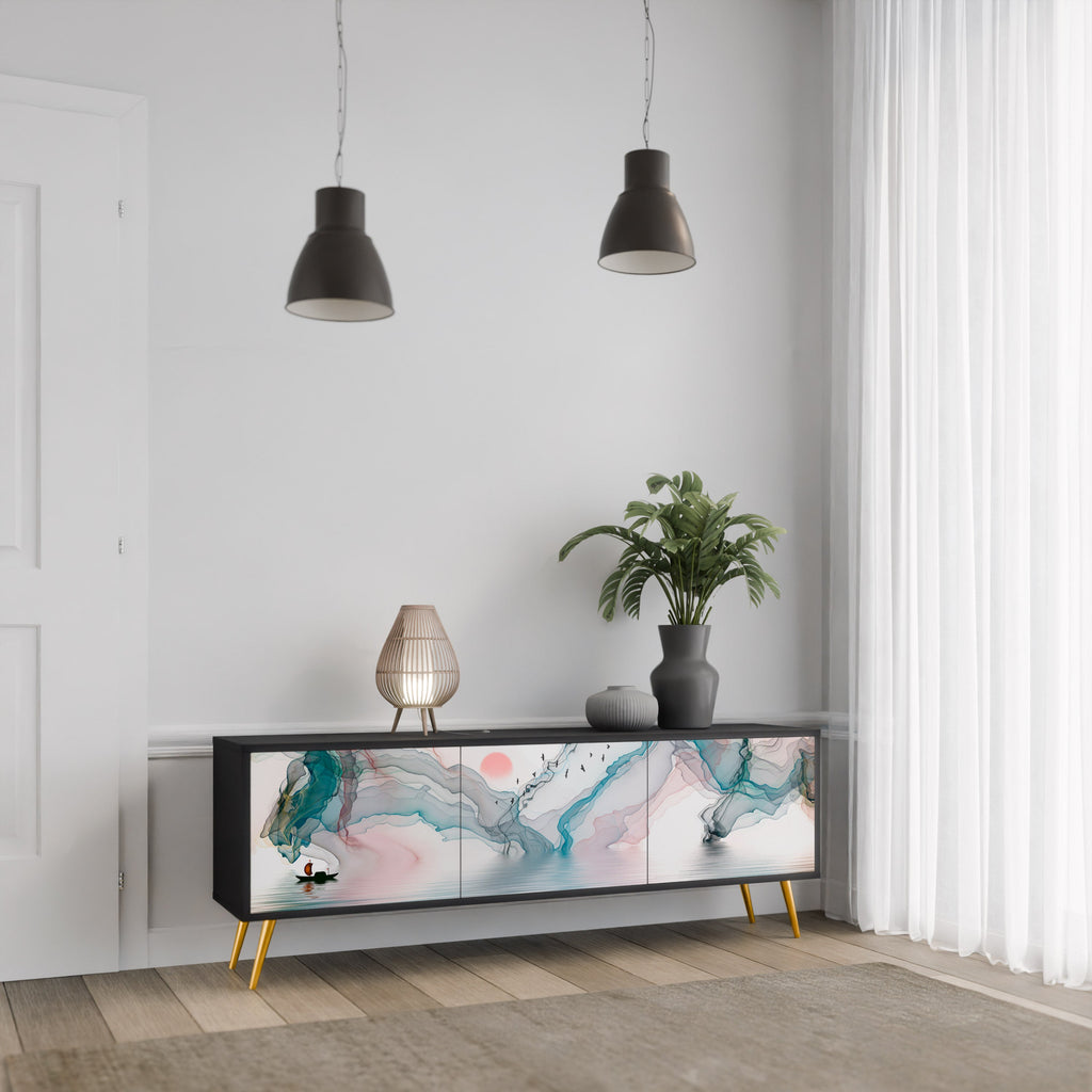 Meuble TV 3 portes VELVET CROSSING finition noire