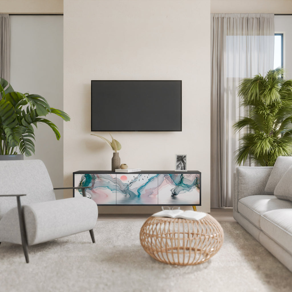 Meuble TV 3 portes VELVET CROSSING finition noire