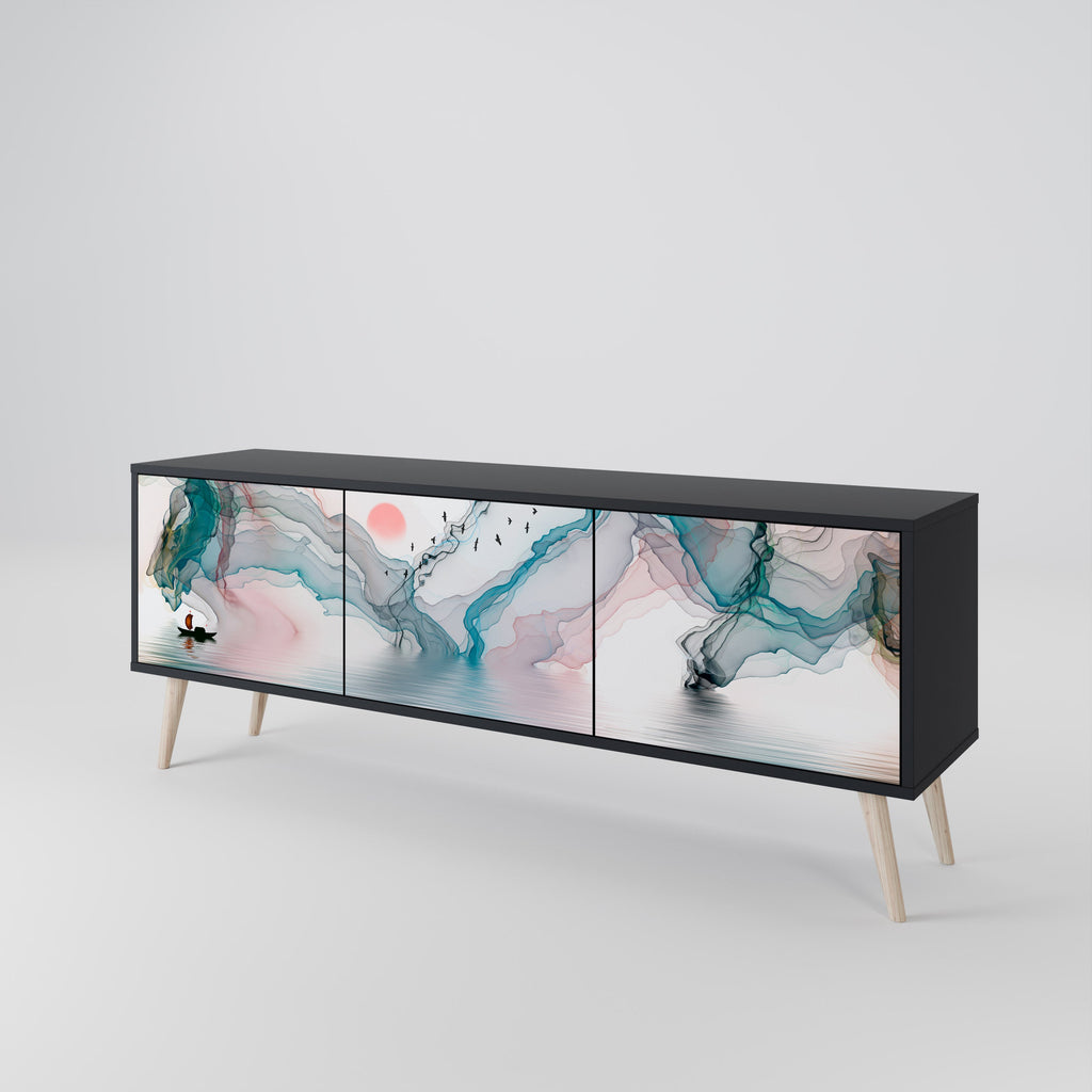 Meuble TV 3 portes VELVET CROSSING finition noire