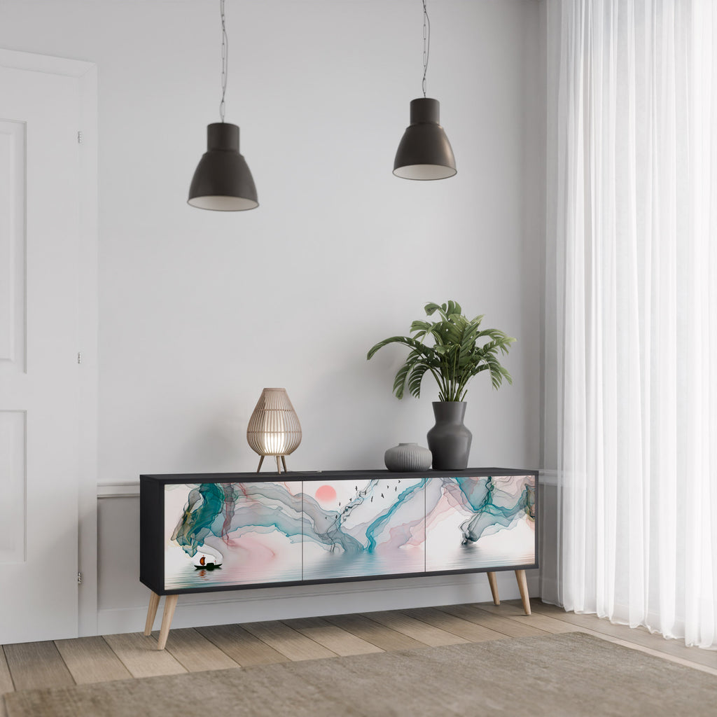 Meuble TV 3 portes VELVET CROSSING finition noire