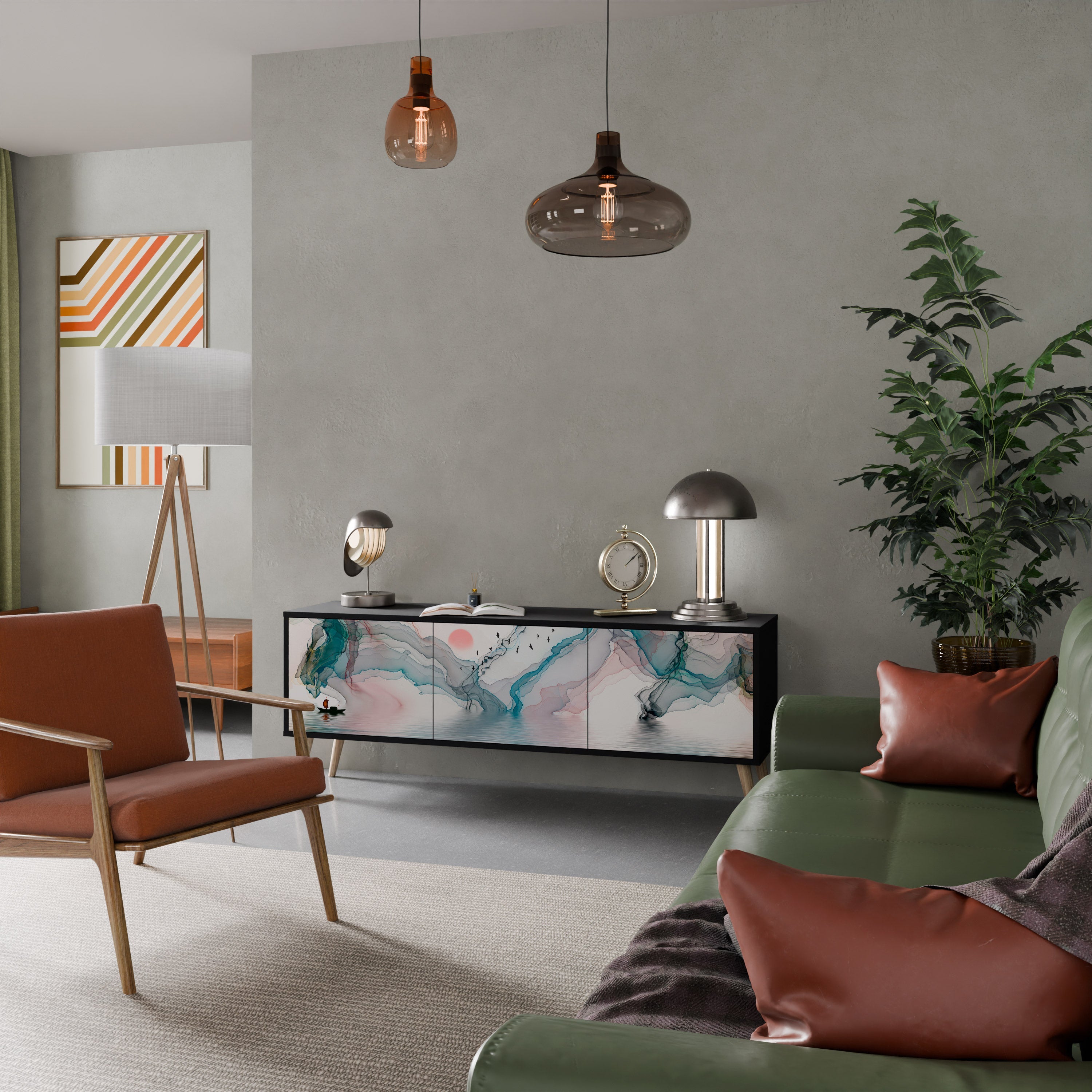 Meuble TV 3 portes VELVET CROSSING finition noire