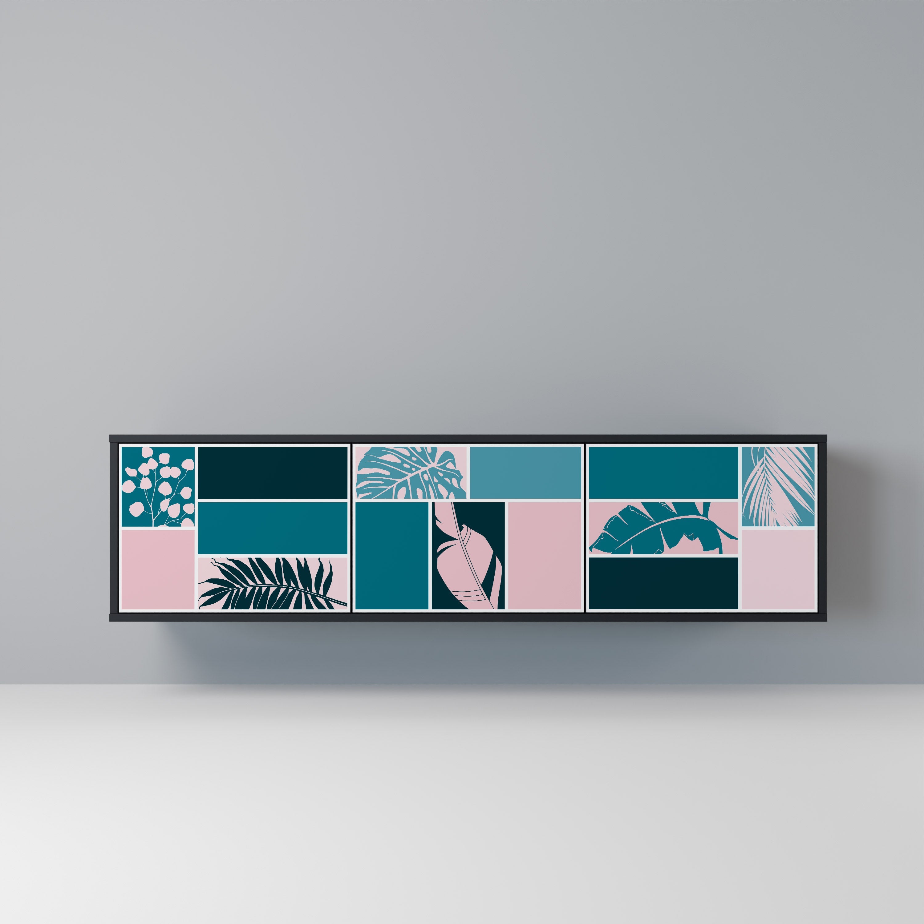 COMBINAISON DE FORMES Meuble TV 3 portes en finition noire