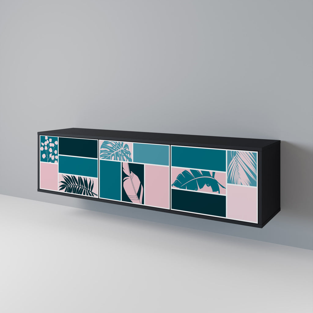 COMBINAISON DE FORMES Meuble TV 3 portes en finition noire