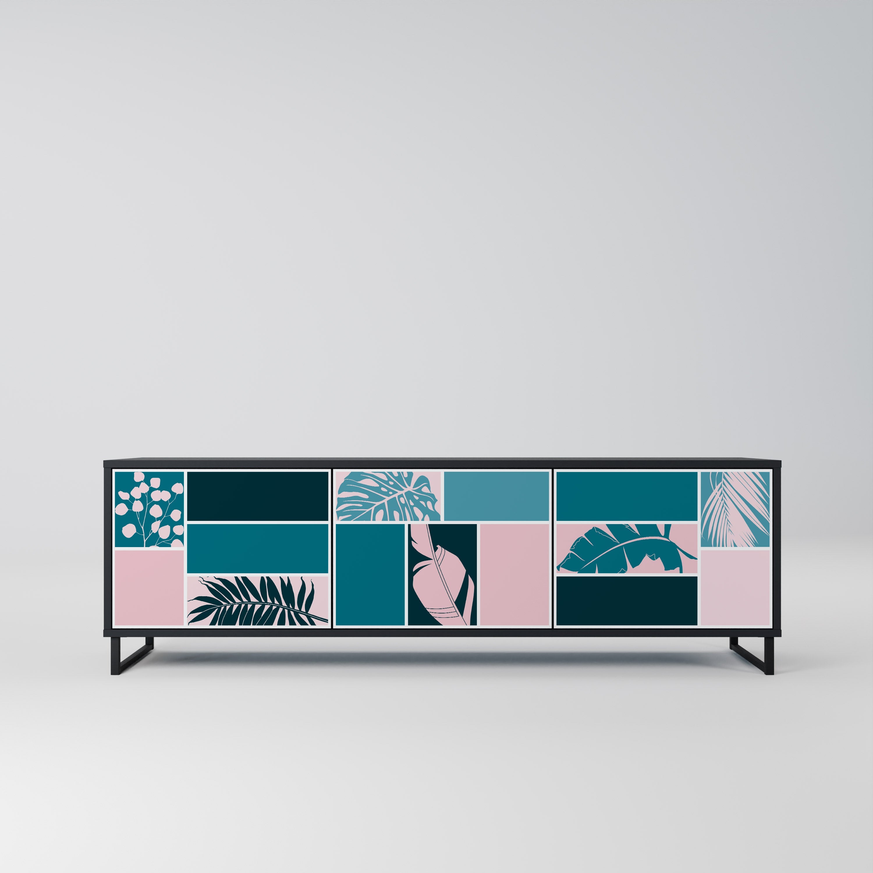 COMBINAISON DE FORMES Meuble TV 3 portes en finition noire