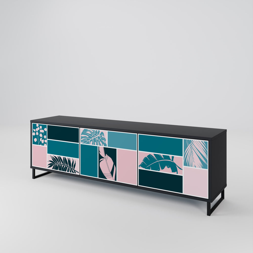 COMBINAISON DE FORMES Meuble TV 3 portes en finition noire