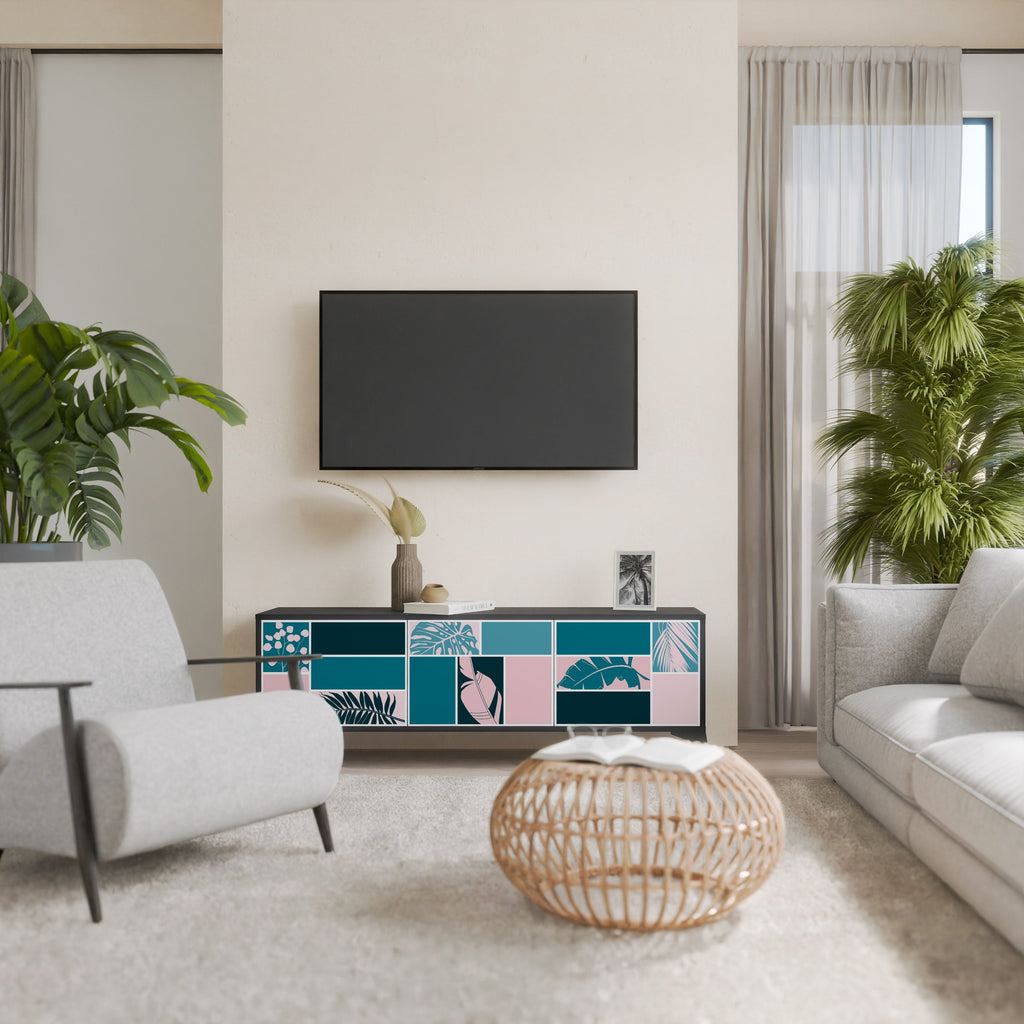 COMBINAISON DE FORMES Meuble TV 3 portes en finition noire