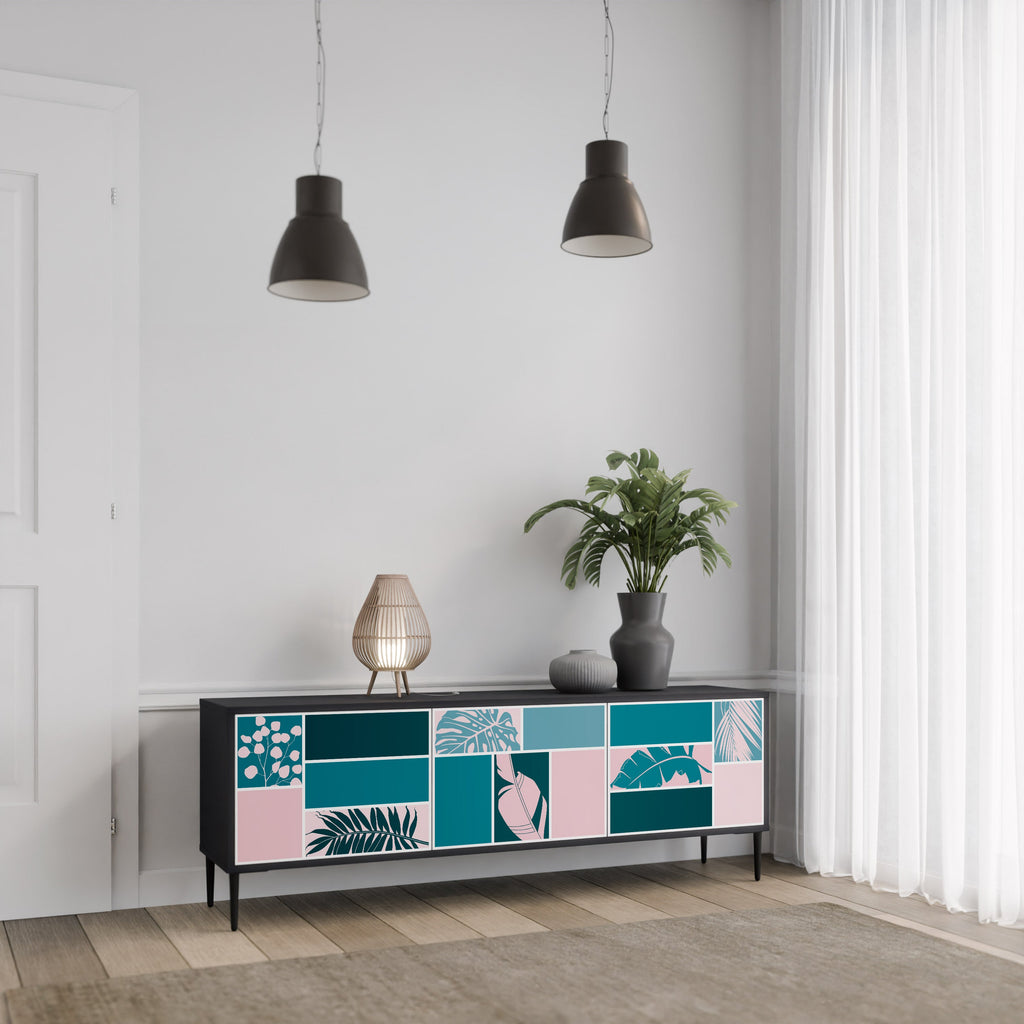 COMBINAISON DE FORMES Meuble TV 3 portes en finition noire