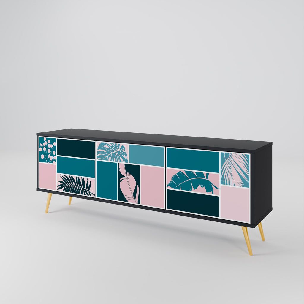 COMBINAISON DE FORMES Meuble TV 3 portes en finition noire