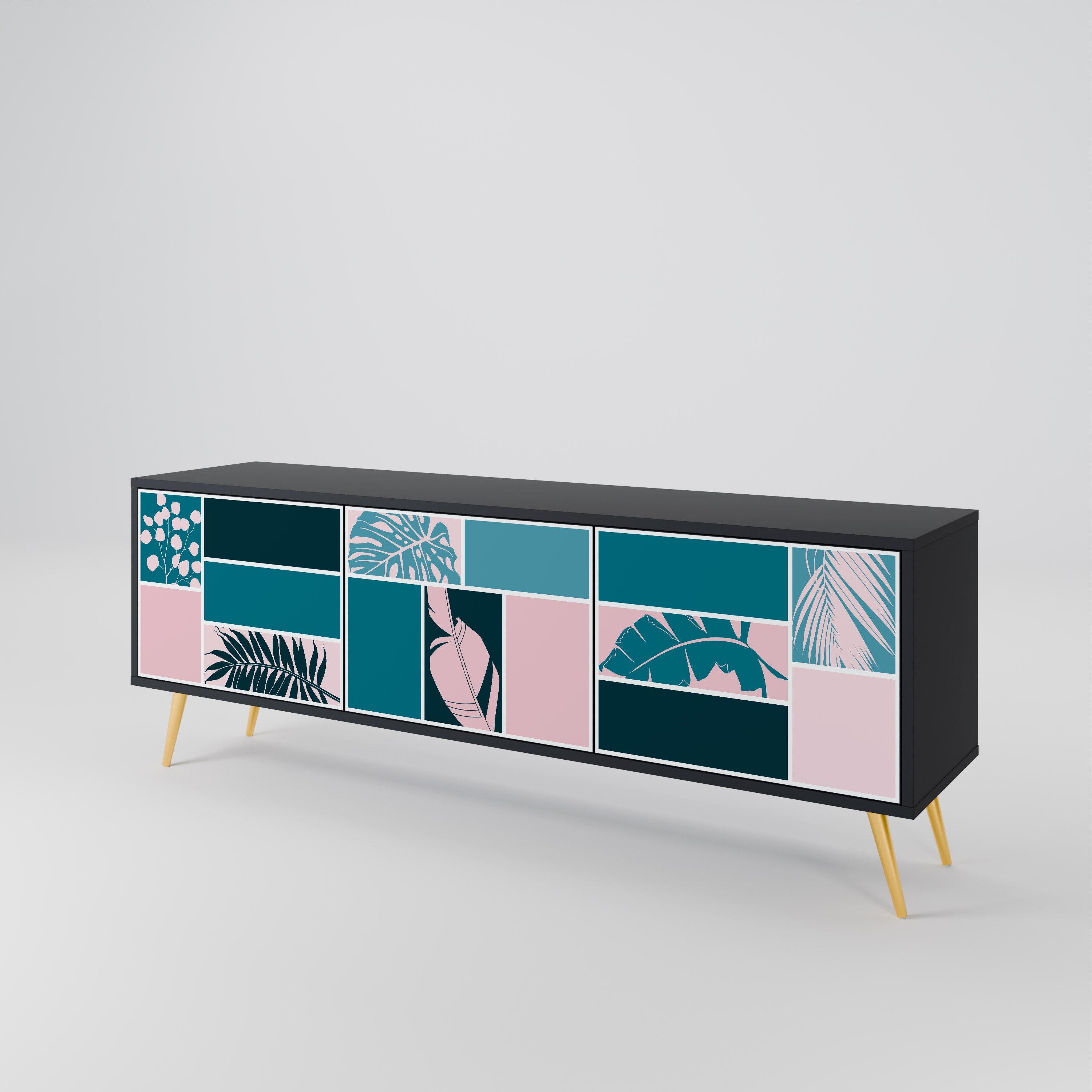 COMBINAISON DE FORMES Meuble TV 3 portes en finition noire