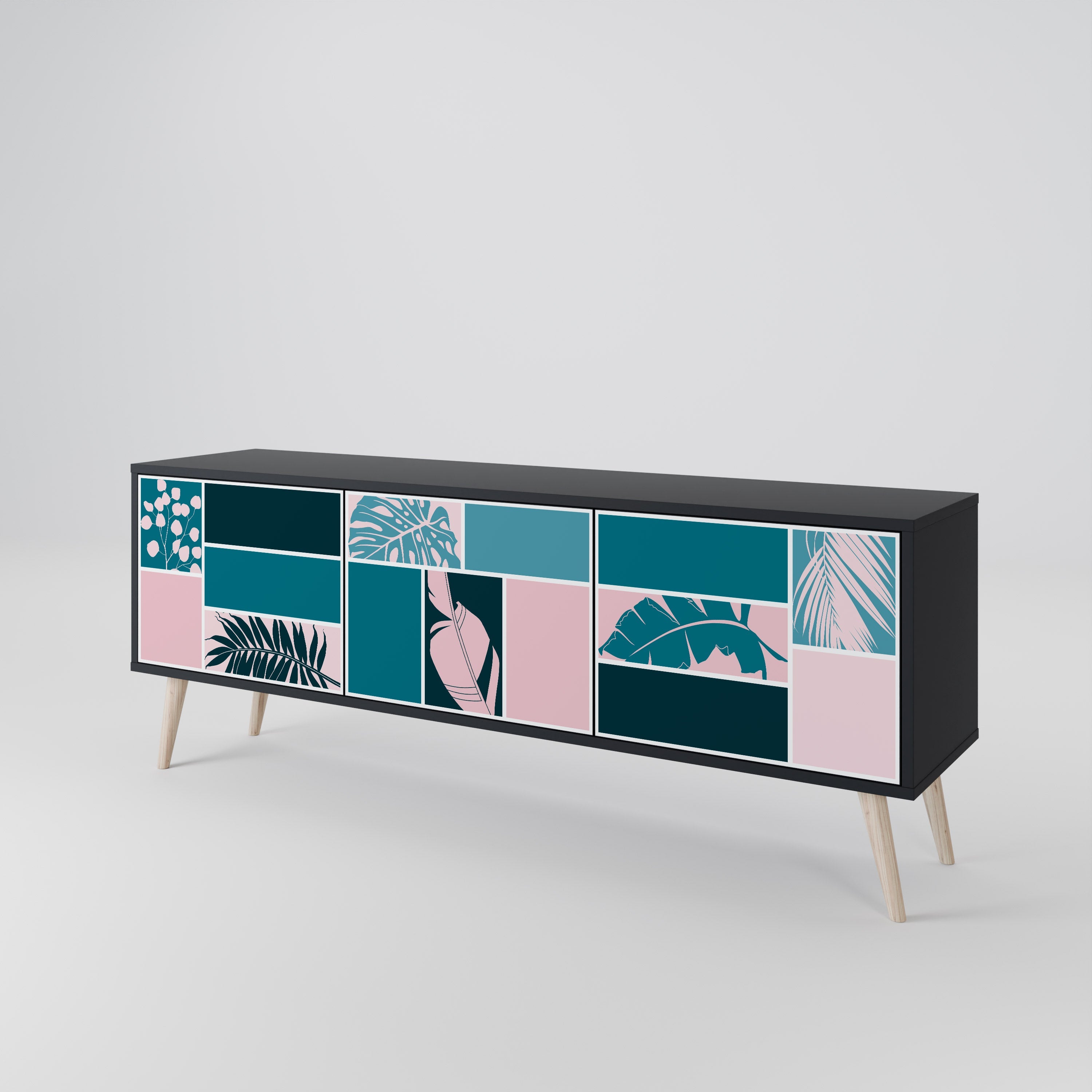 COMBINAISON DE FORMES Meuble TV 3 portes en finition noire