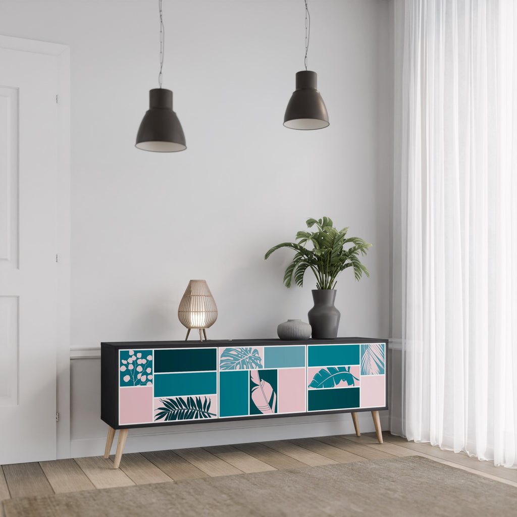 COMBINAISON DE FORMES Meuble TV 3 portes en finition noire