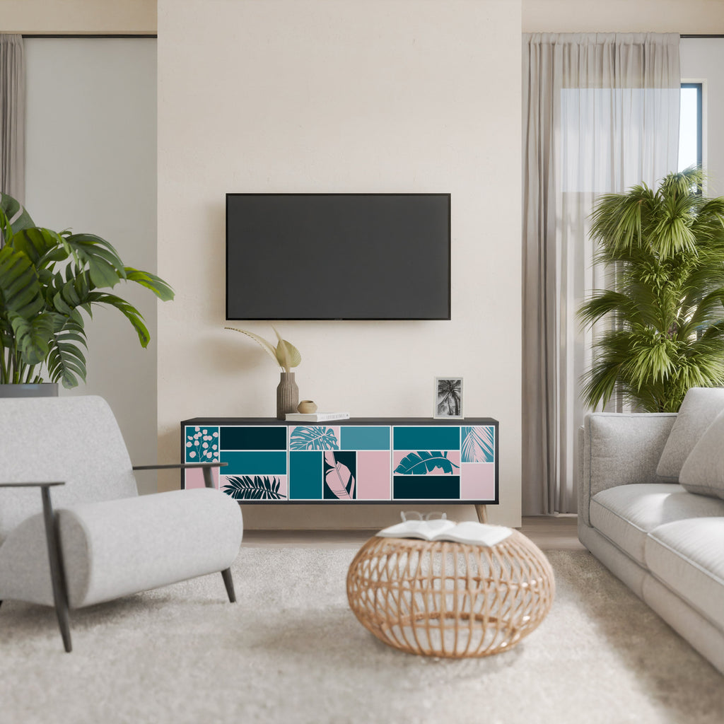 COMBINAISON DE FORMES Meuble TV 3 portes en finition noire