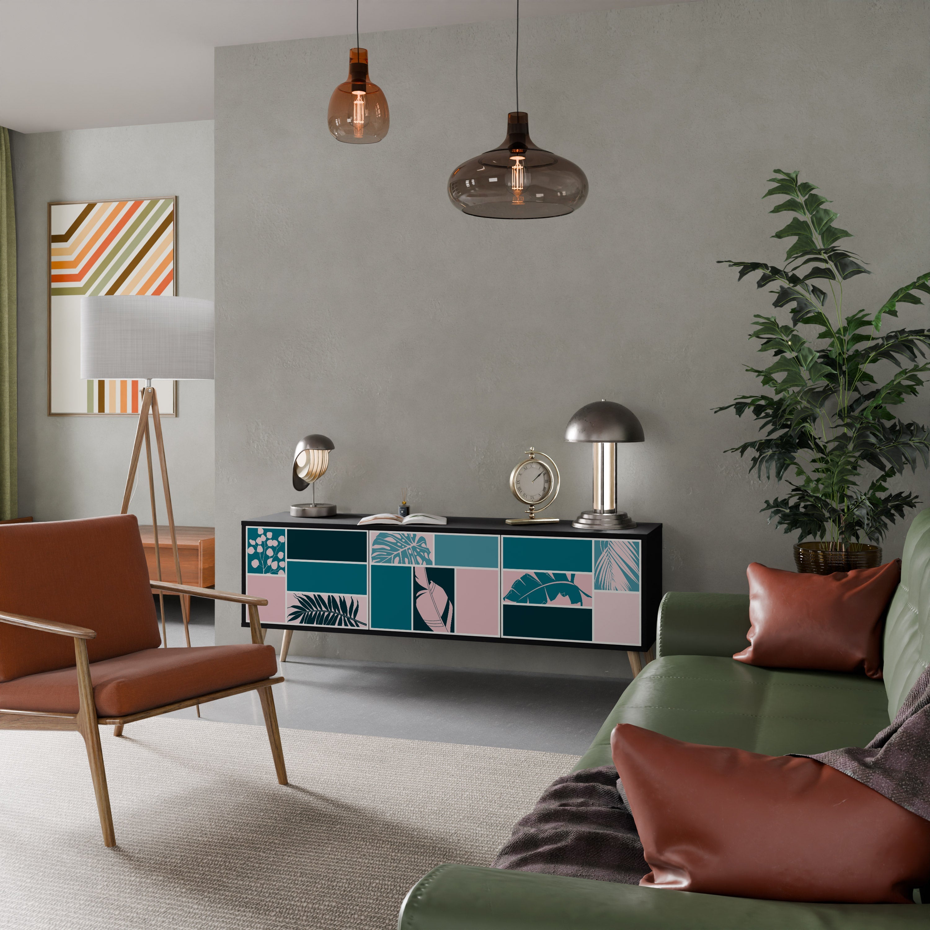 COMBINAISON DE FORMES Meuble TV 3 portes en finition noire