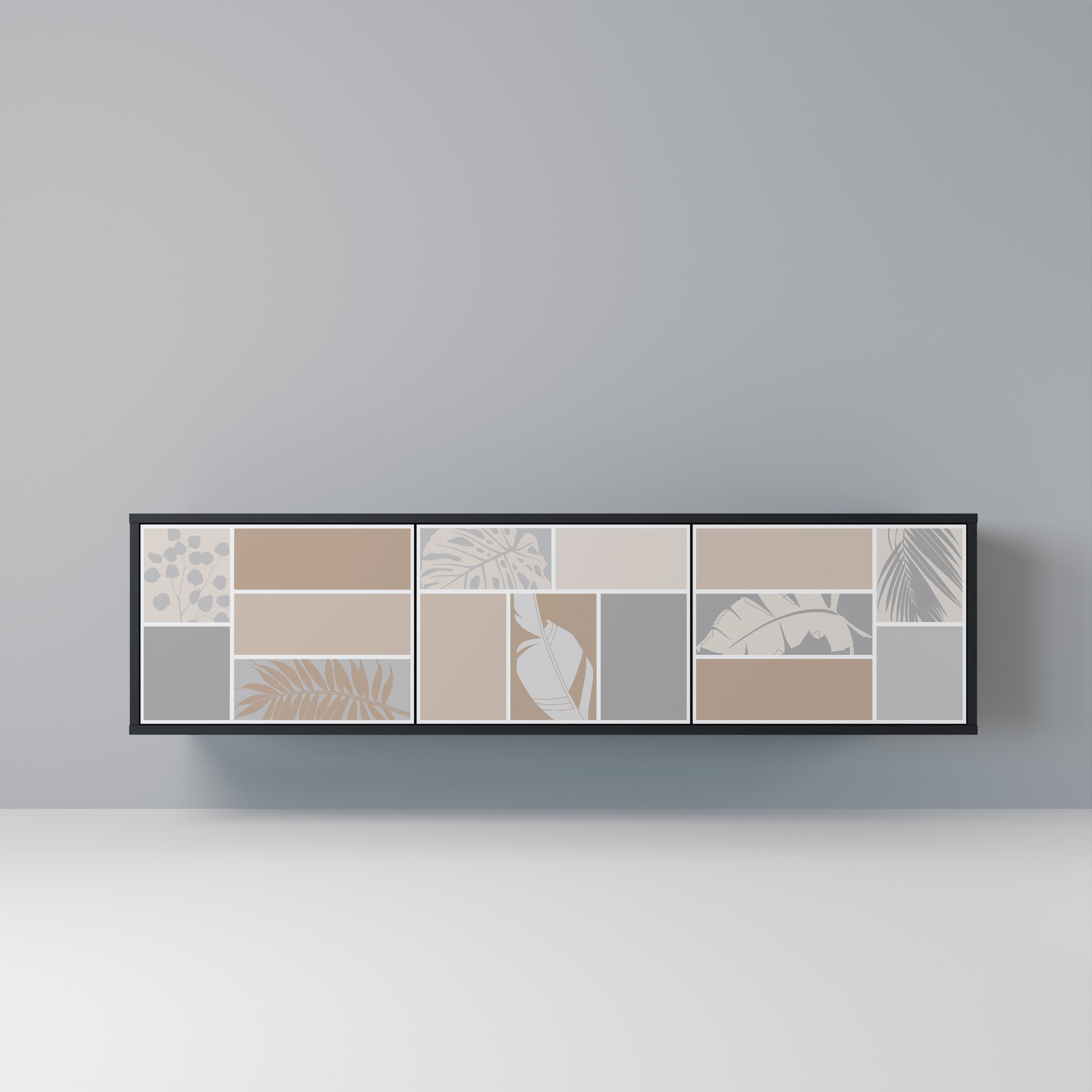 Meuble TV 3 portes FORMES TROPICALES finition noire