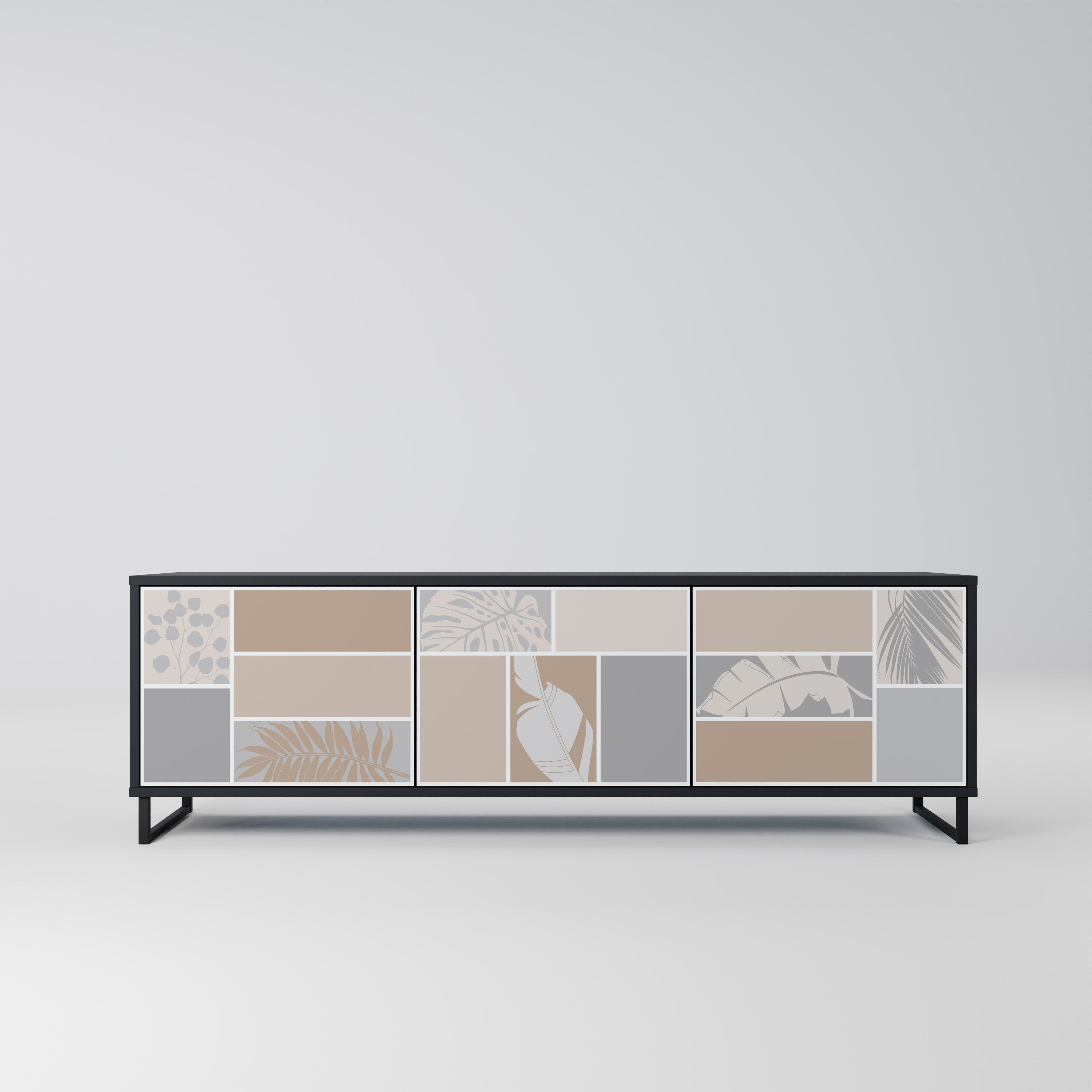 Meuble TV 3 portes FORMES TROPICALES finition noire