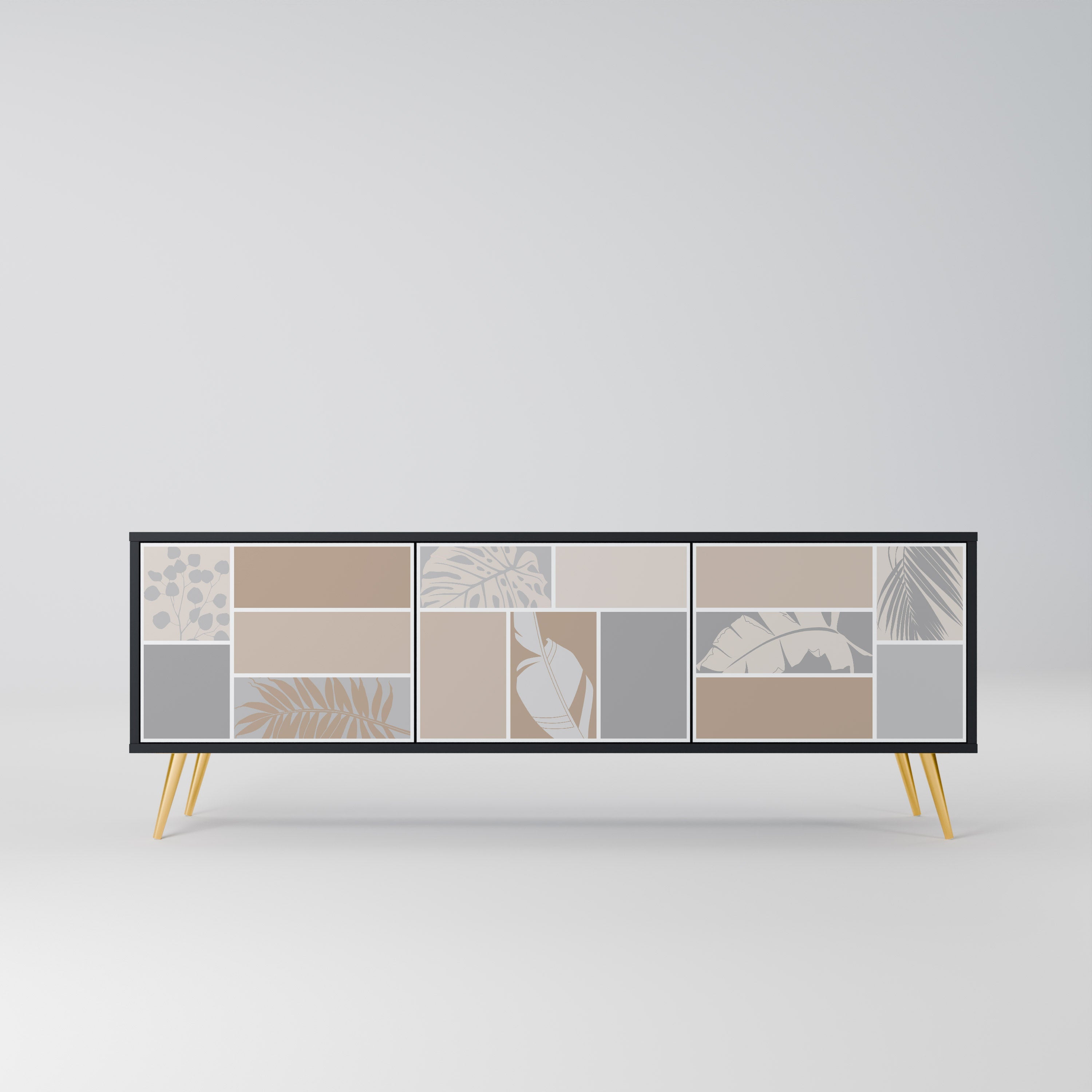 Meuble TV 3 portes FORMES TROPICALES finition noire