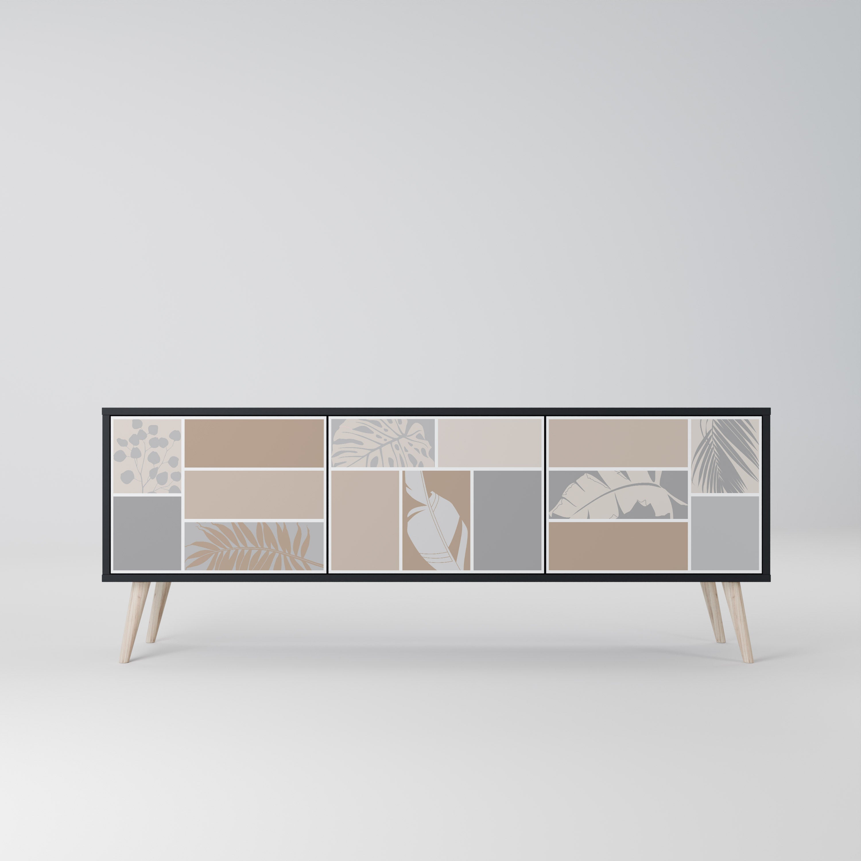 Meuble TV 3 portes FORMES TROPICALES finition noire