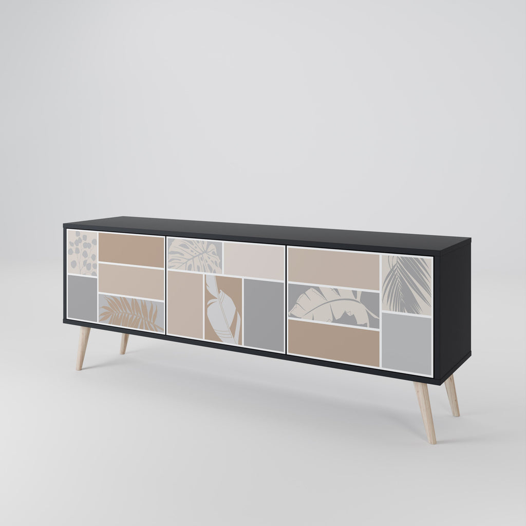 Meuble TV 3 portes FORMES TROPICALES finition noire