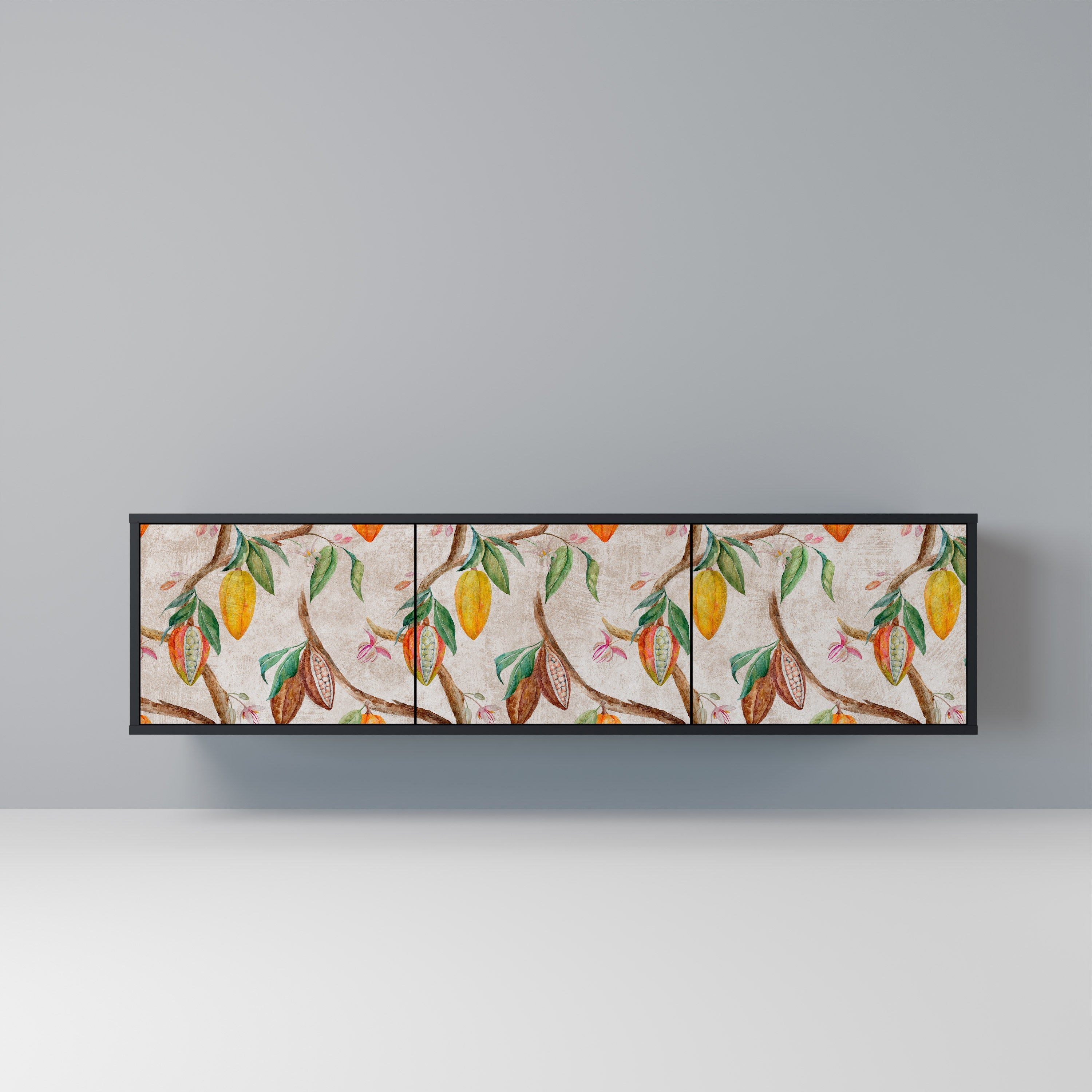 Meuble TV 3 portes COCOA FRUITS finition noire