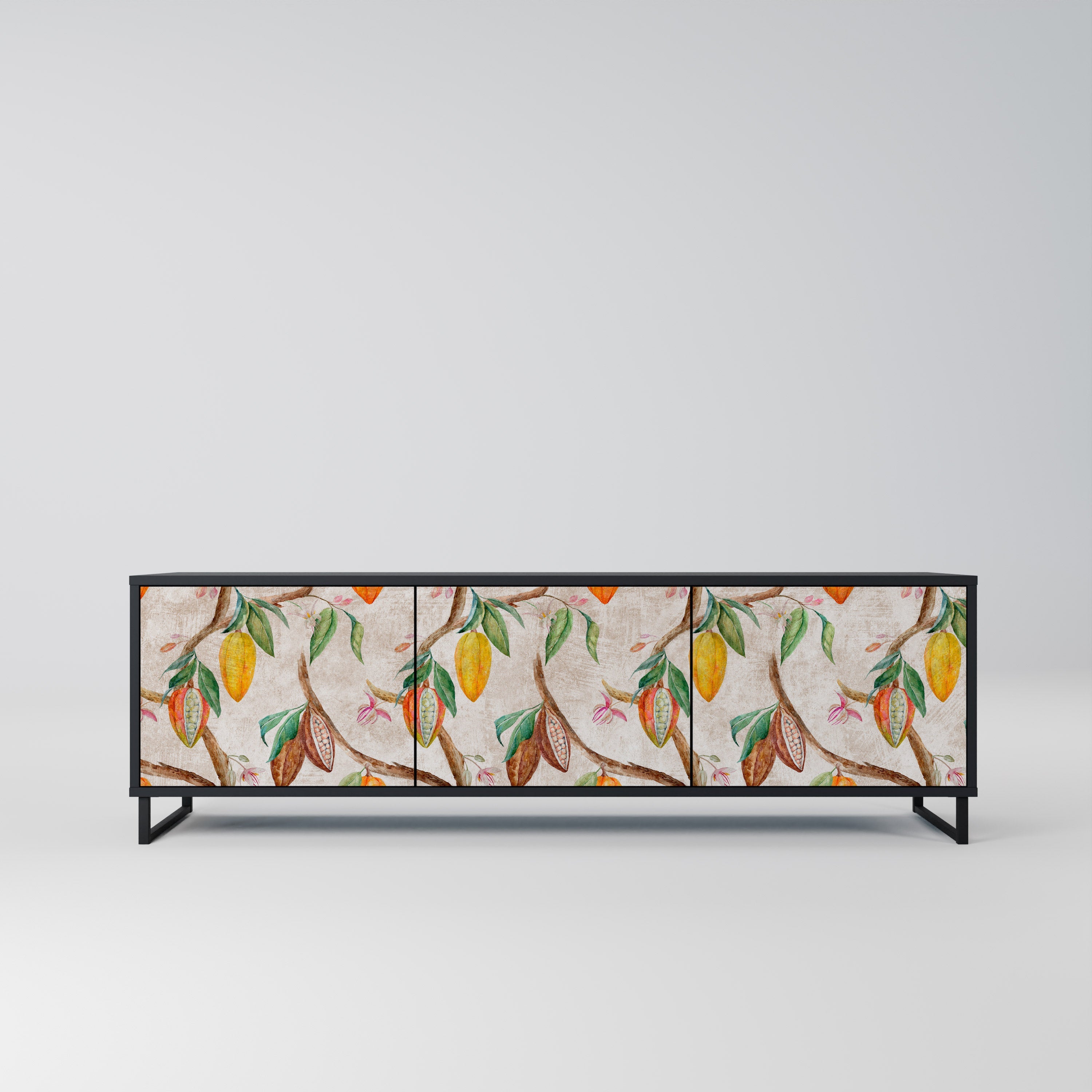 Meuble TV 3 portes COCOA FRUITS finition noire