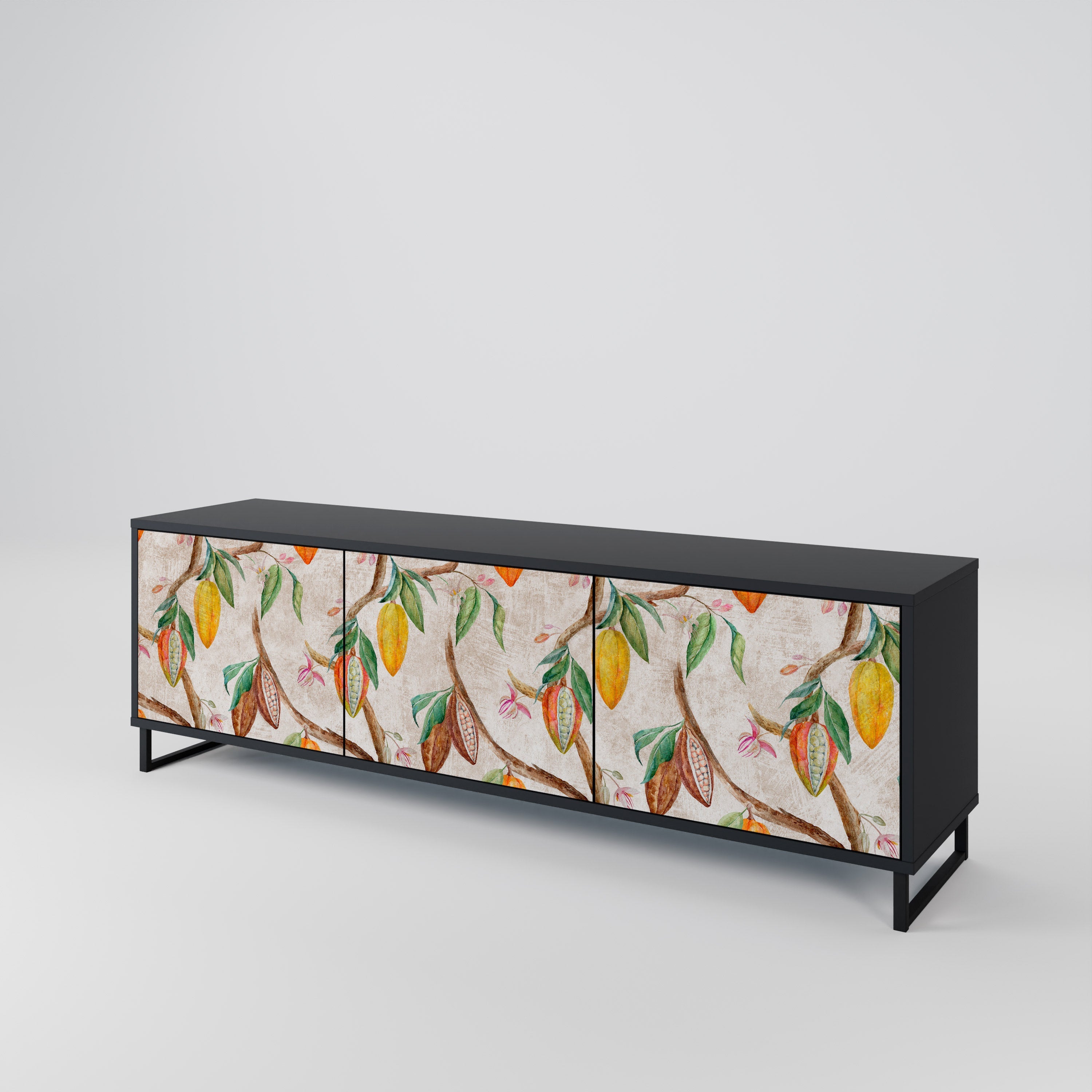 Meuble TV 3 portes COCOA FRUITS finition noire