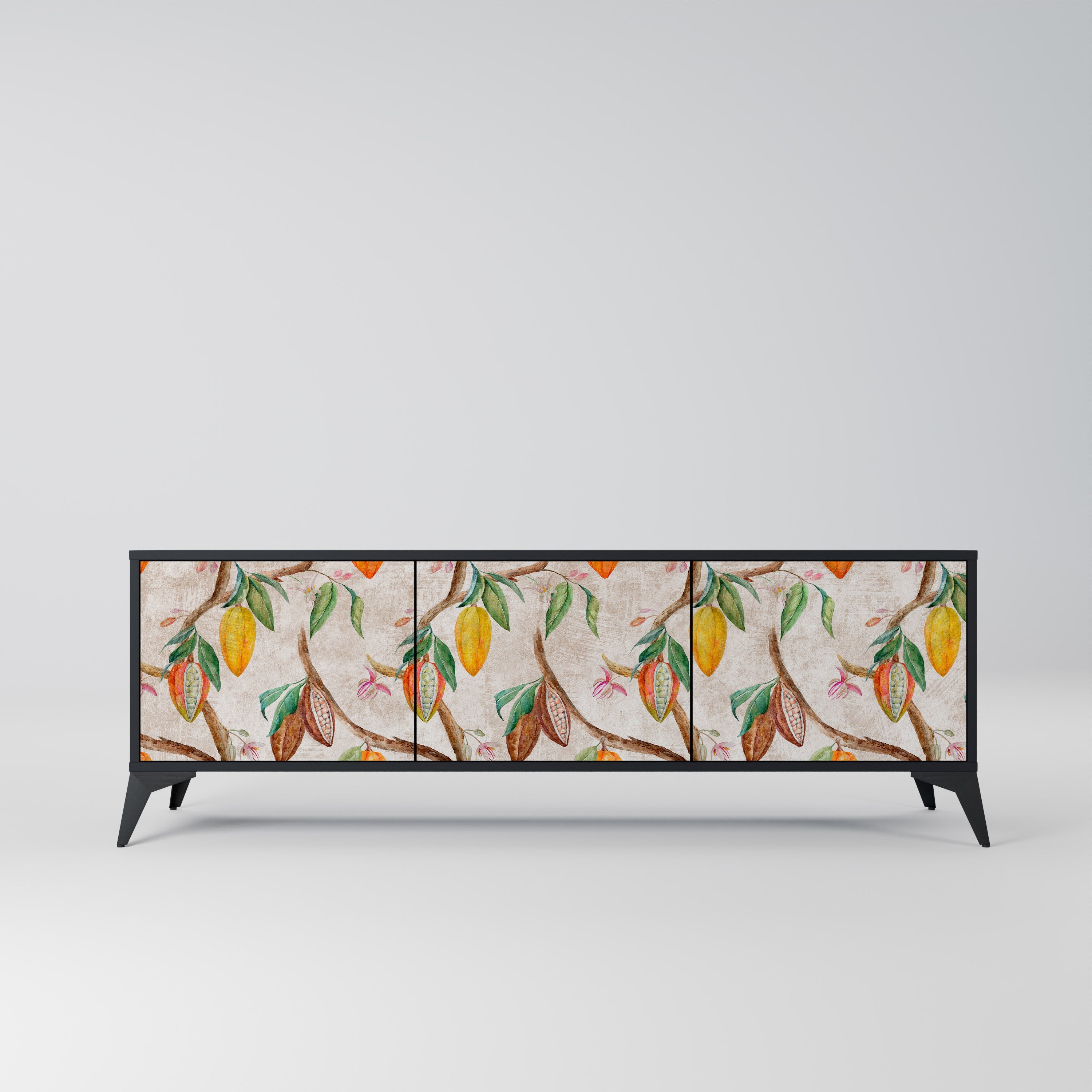 Meuble TV 3 portes COCOA FRUITS finition noire