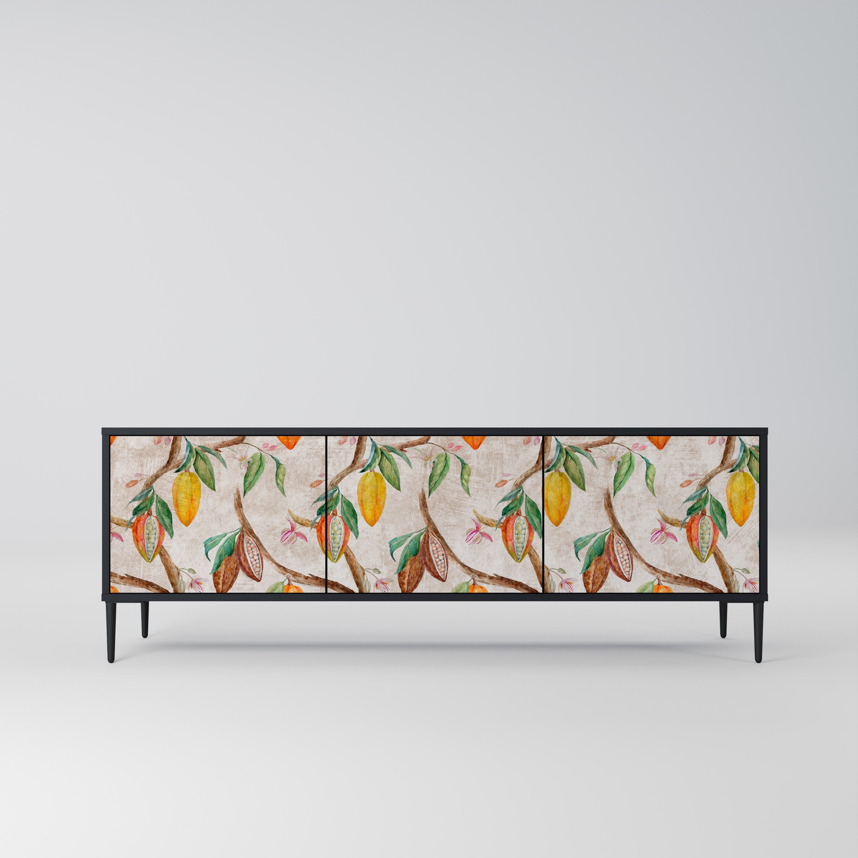 Meuble TV 3 portes COCOA FRUITS finition noire