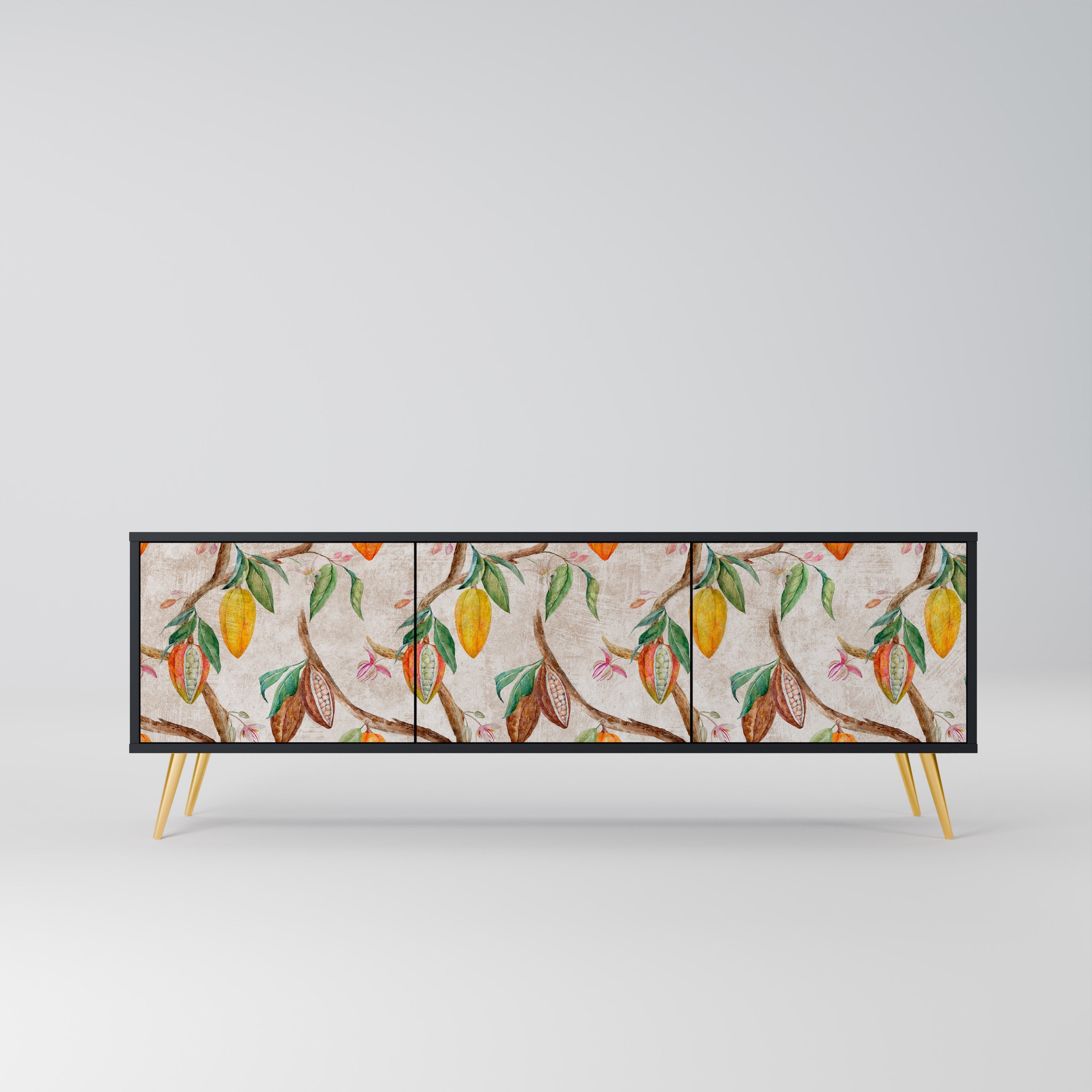 Meuble TV 3 portes COCOA FRUITS finition noire