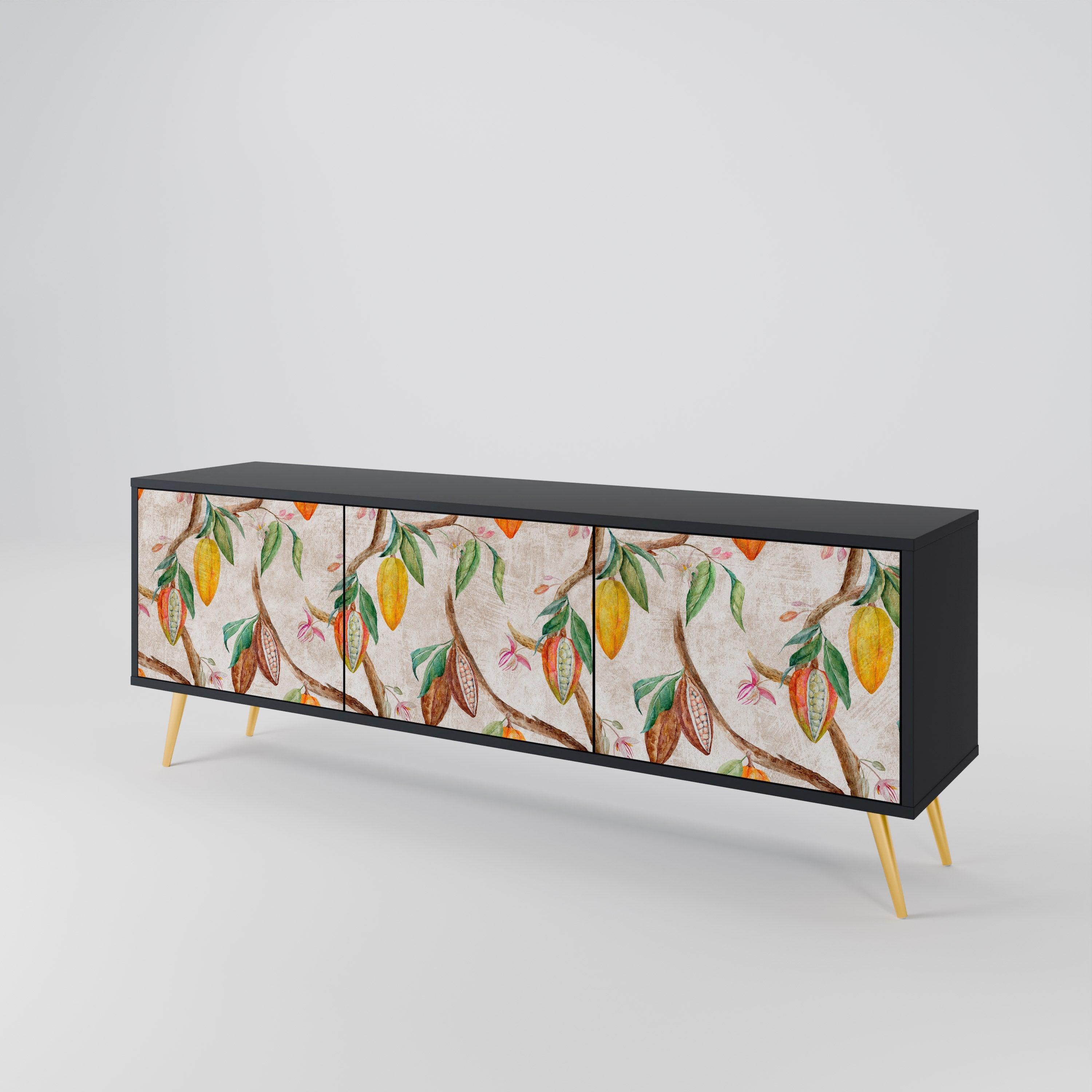 Meuble TV 3 portes COCOA FRUITS finition noire