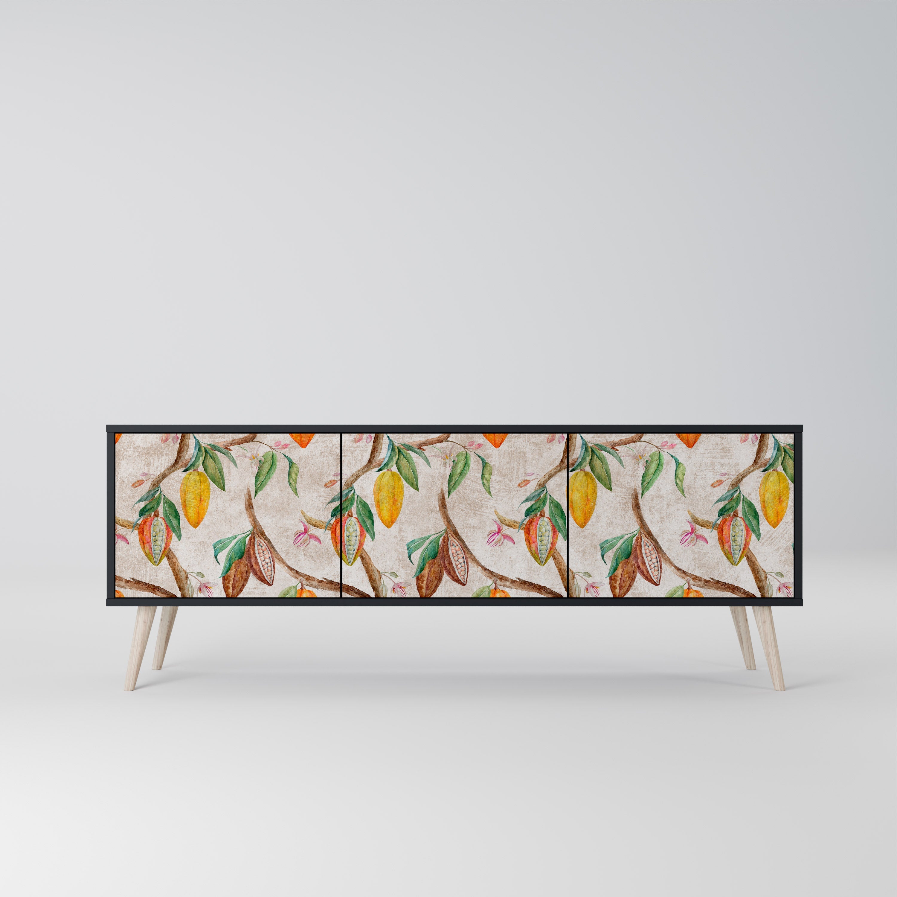 Meuble TV 3 portes COCOA FRUITS finition noire