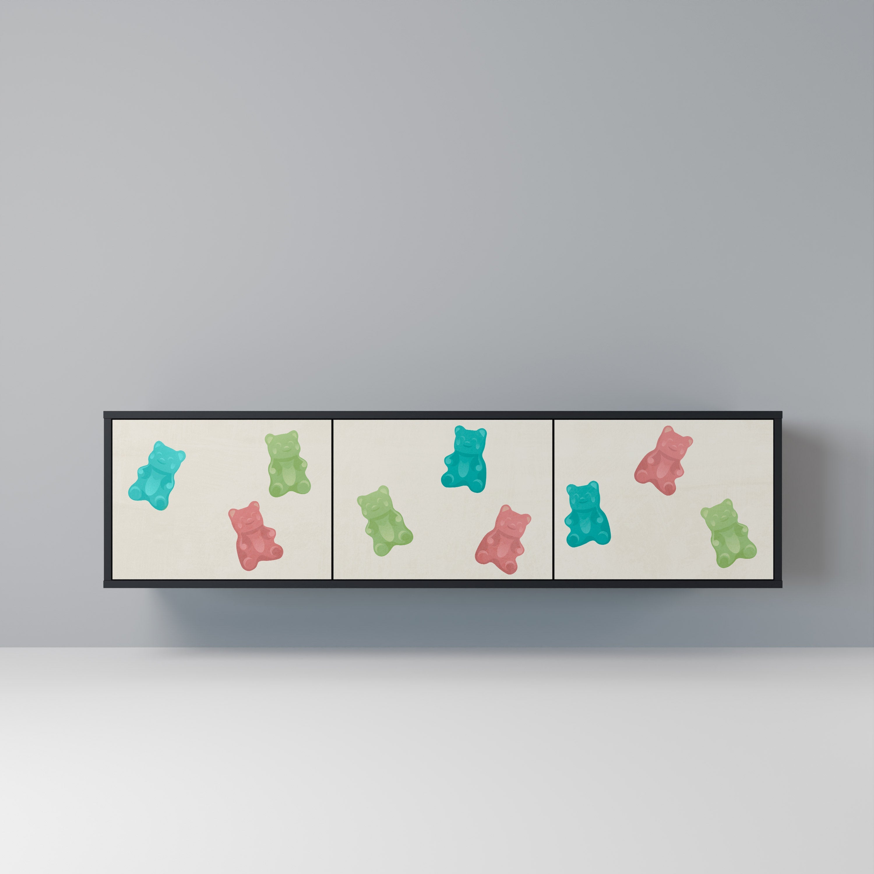 Meuble TV 3 portes GUMMY BEARS finition noire