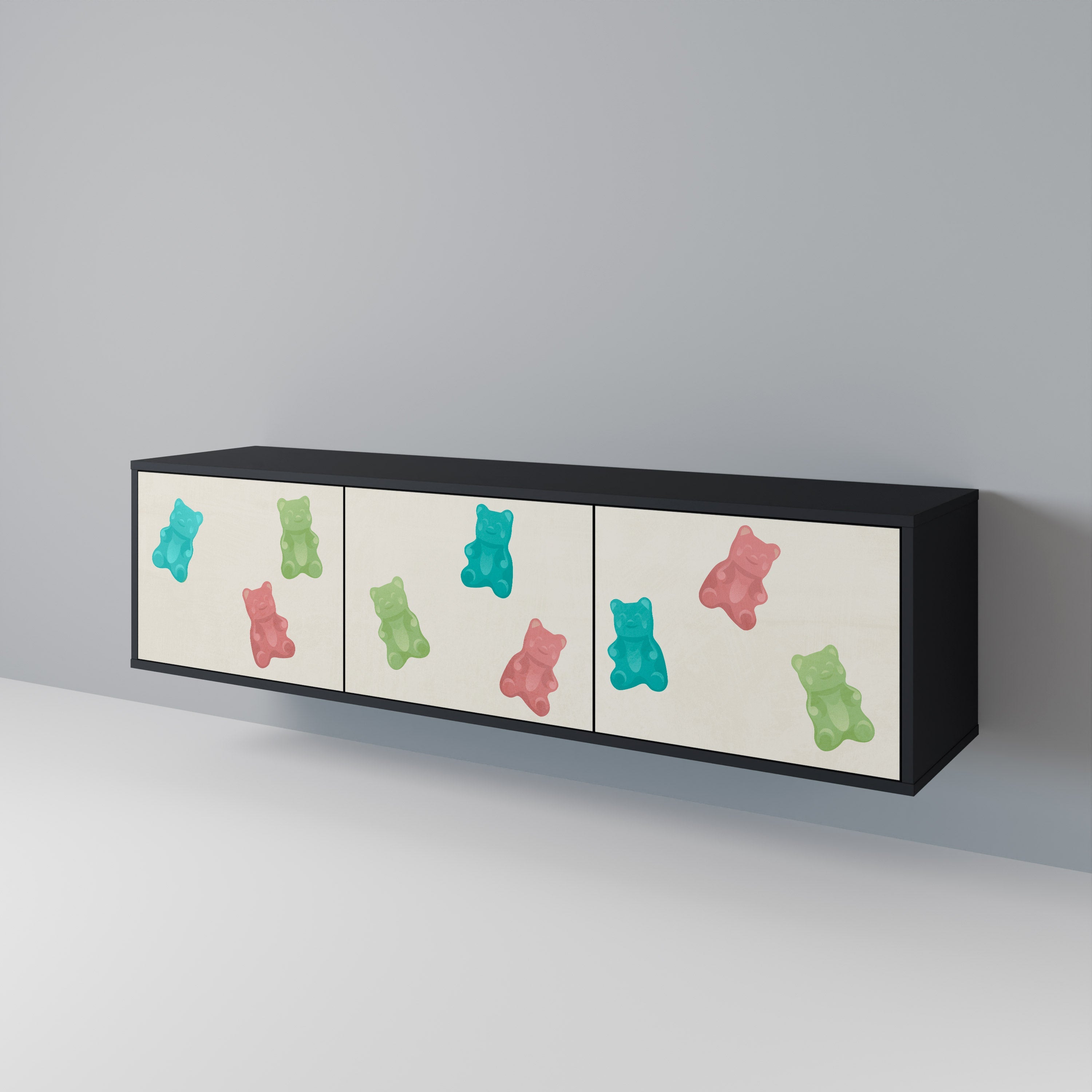 Meuble TV 3 portes GUMMY BEARS finition noire