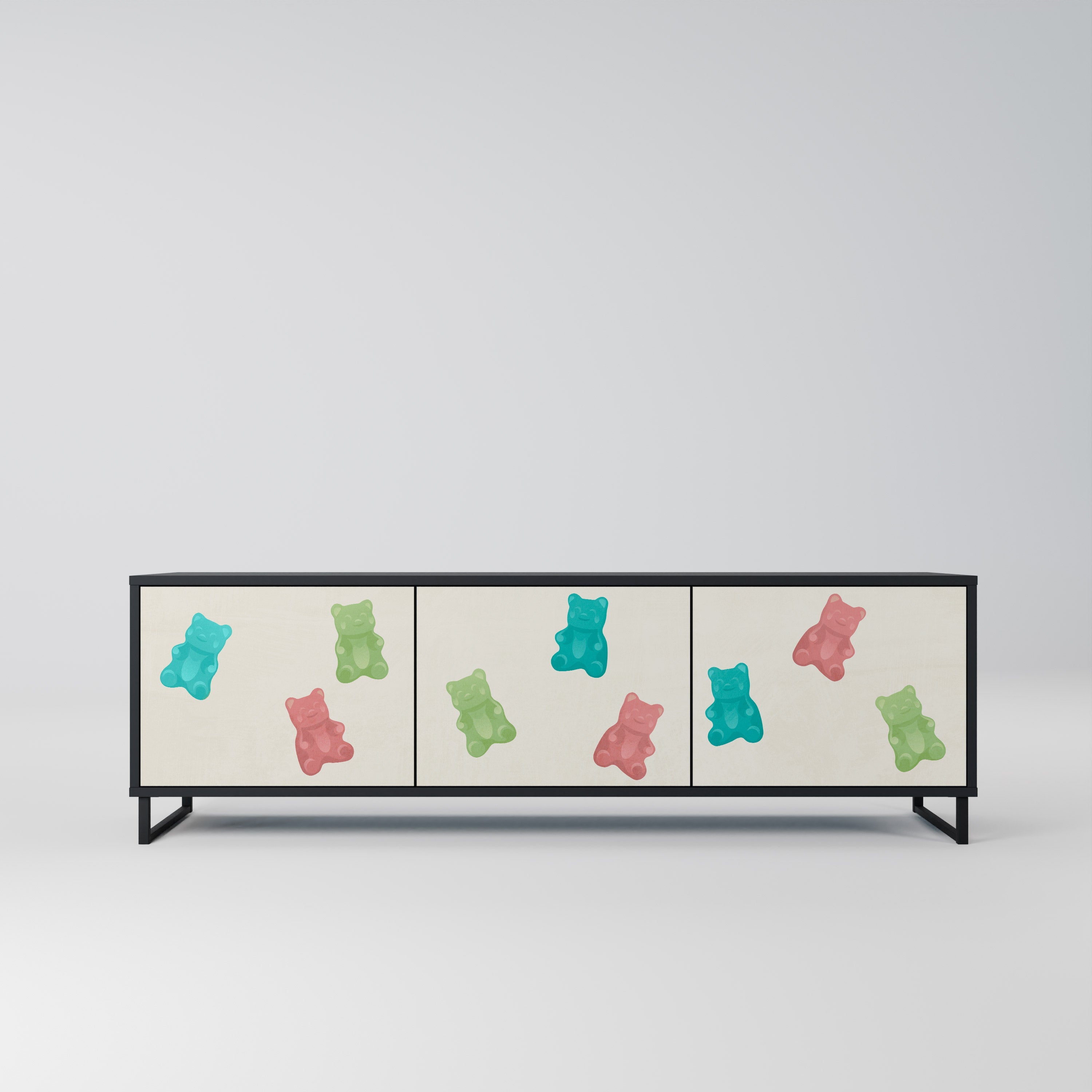 Meuble TV 3 portes GUMMY BEARS finition noire