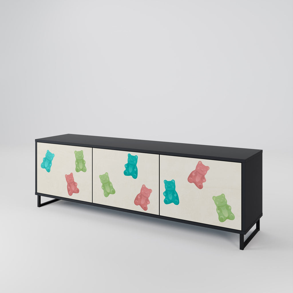 Meuble TV 3 portes GUMMY BEARS finition noire