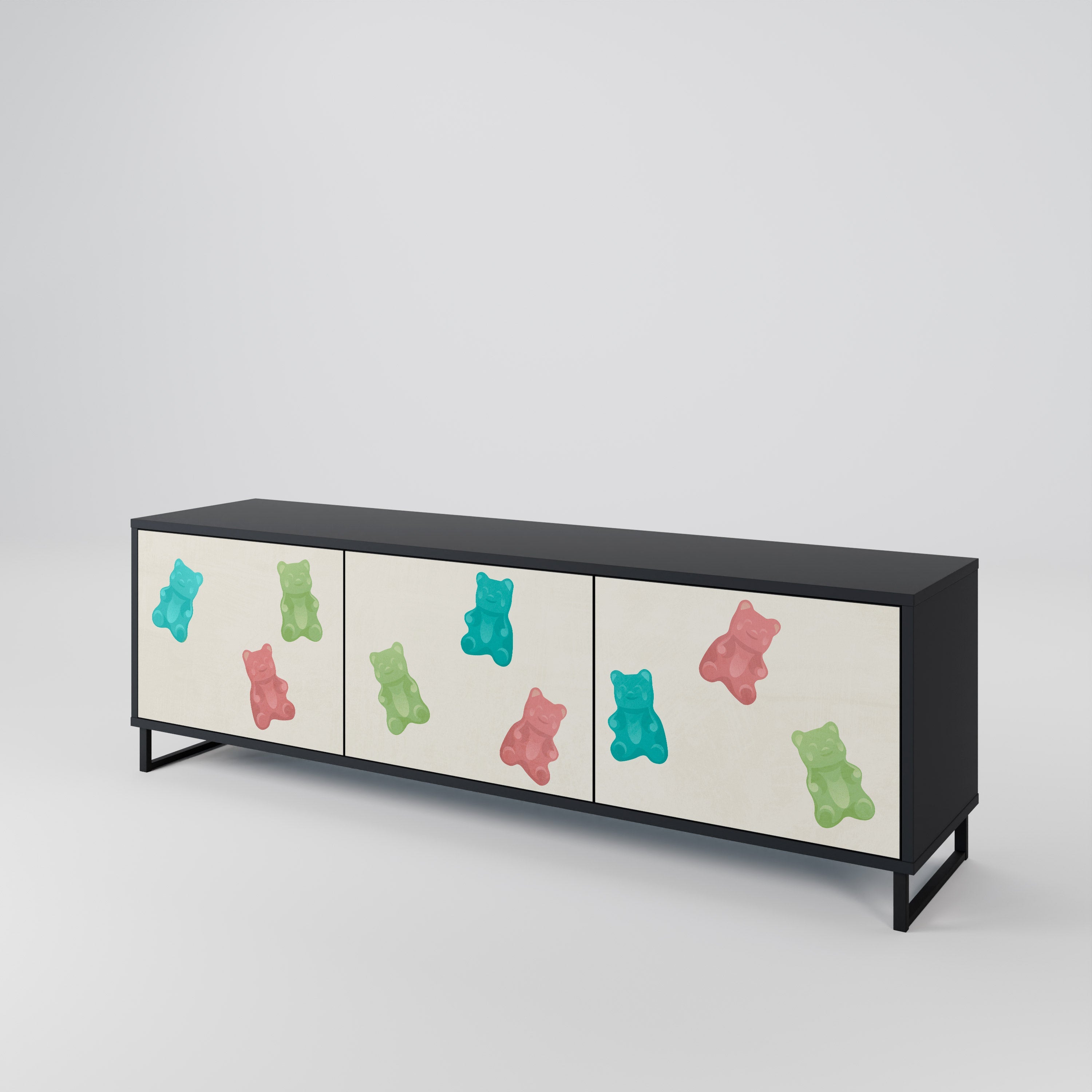 Meuble TV 3 portes GUMMY BEARS finition noire