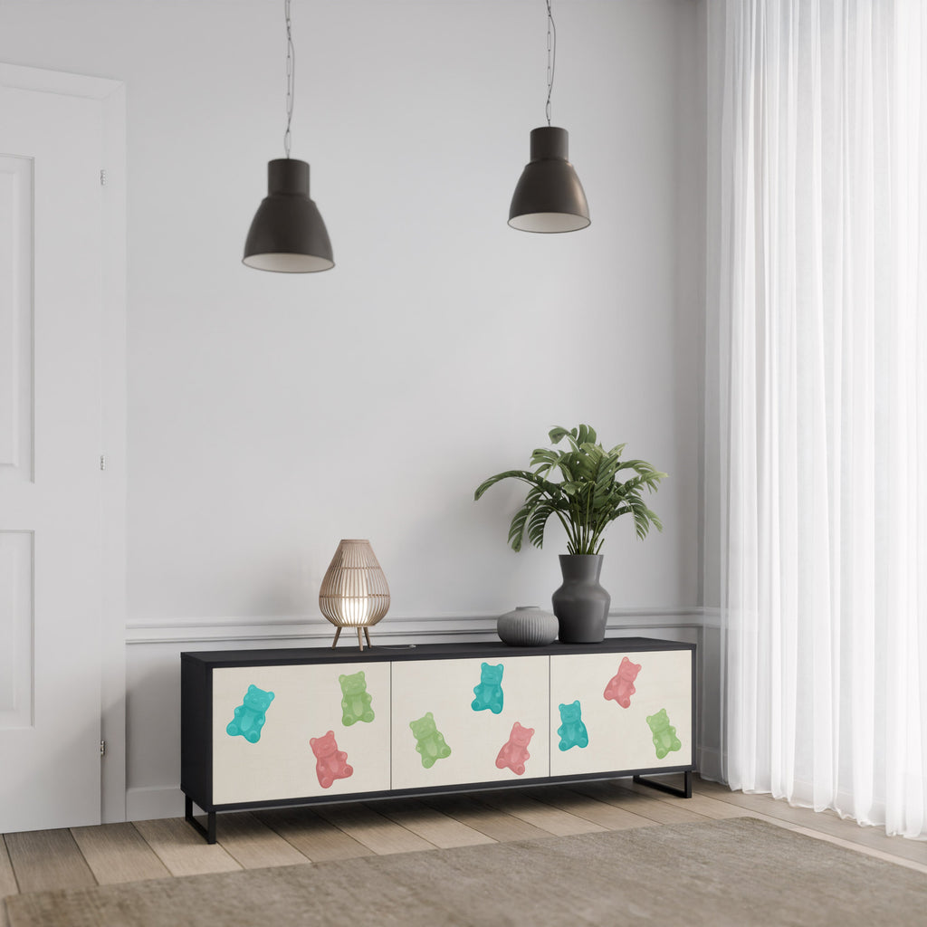 Meuble TV 3 portes GUMMY BEARS finition noire