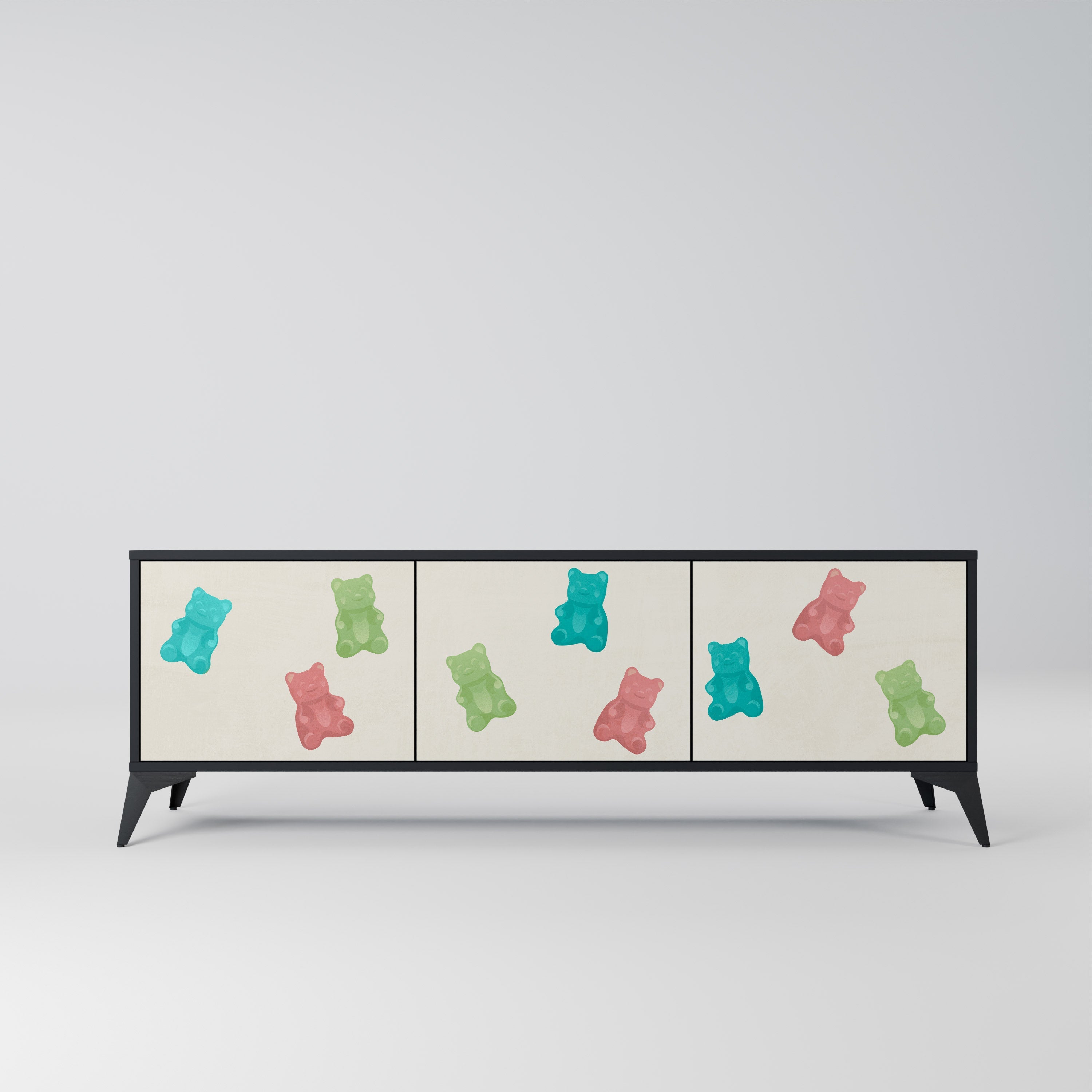 Meuble TV 3 portes GUMMY BEARS finition noire