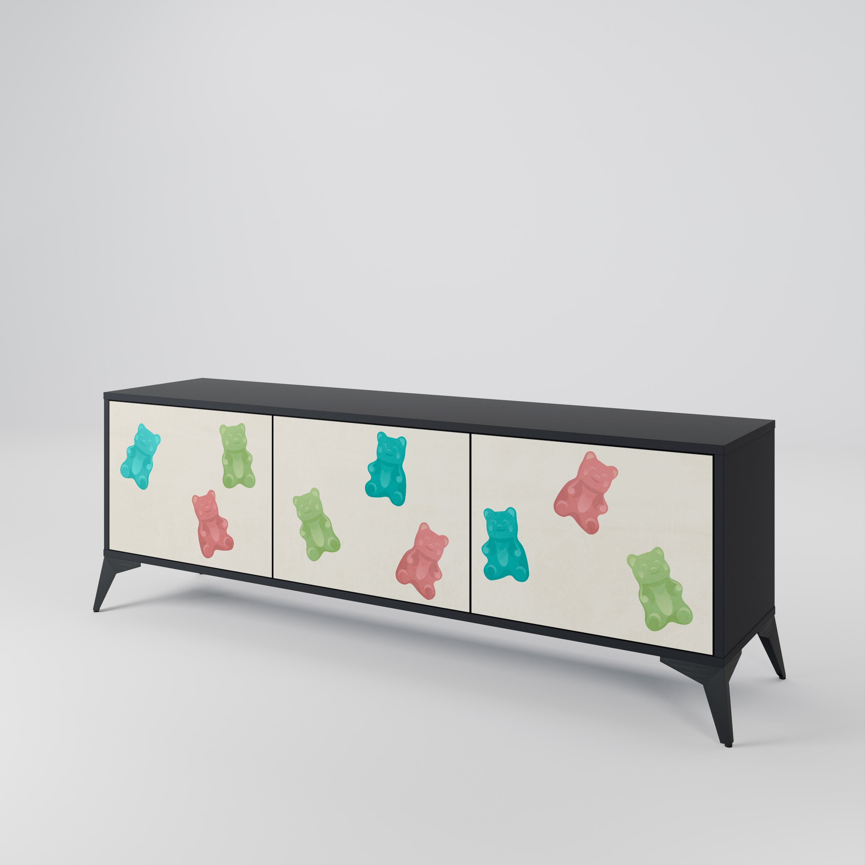 Meuble TV 3 portes GUMMY BEARS finition noire