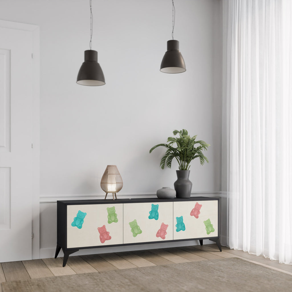 Meuble TV 3 portes GUMMY BEARS finition noire