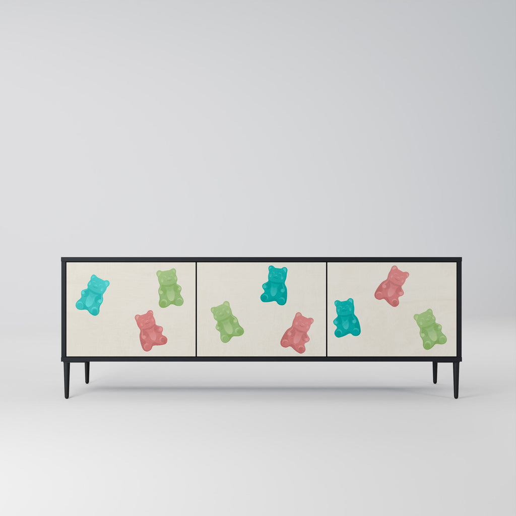 Meuble TV 3 portes GUMMY BEARS finition noire