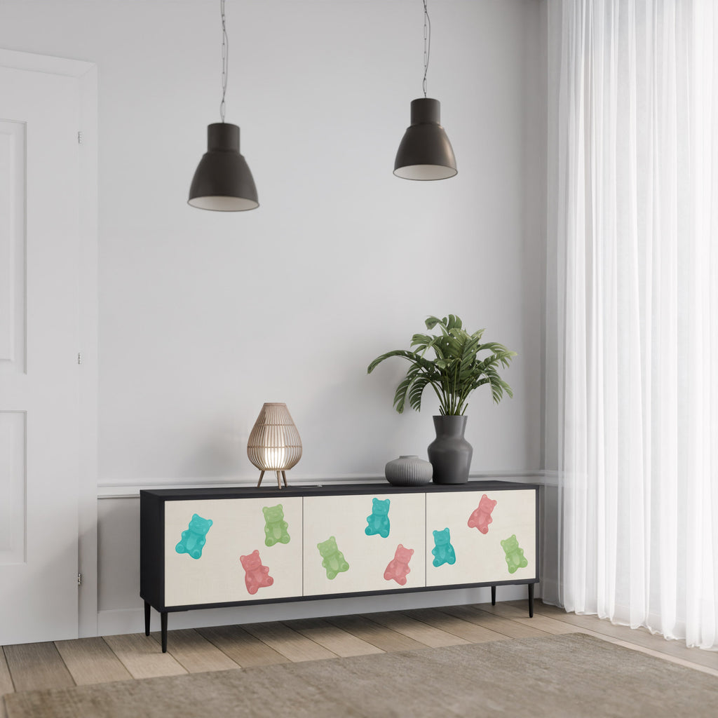 Meuble TV 3 portes GUMMY BEARS finition noire