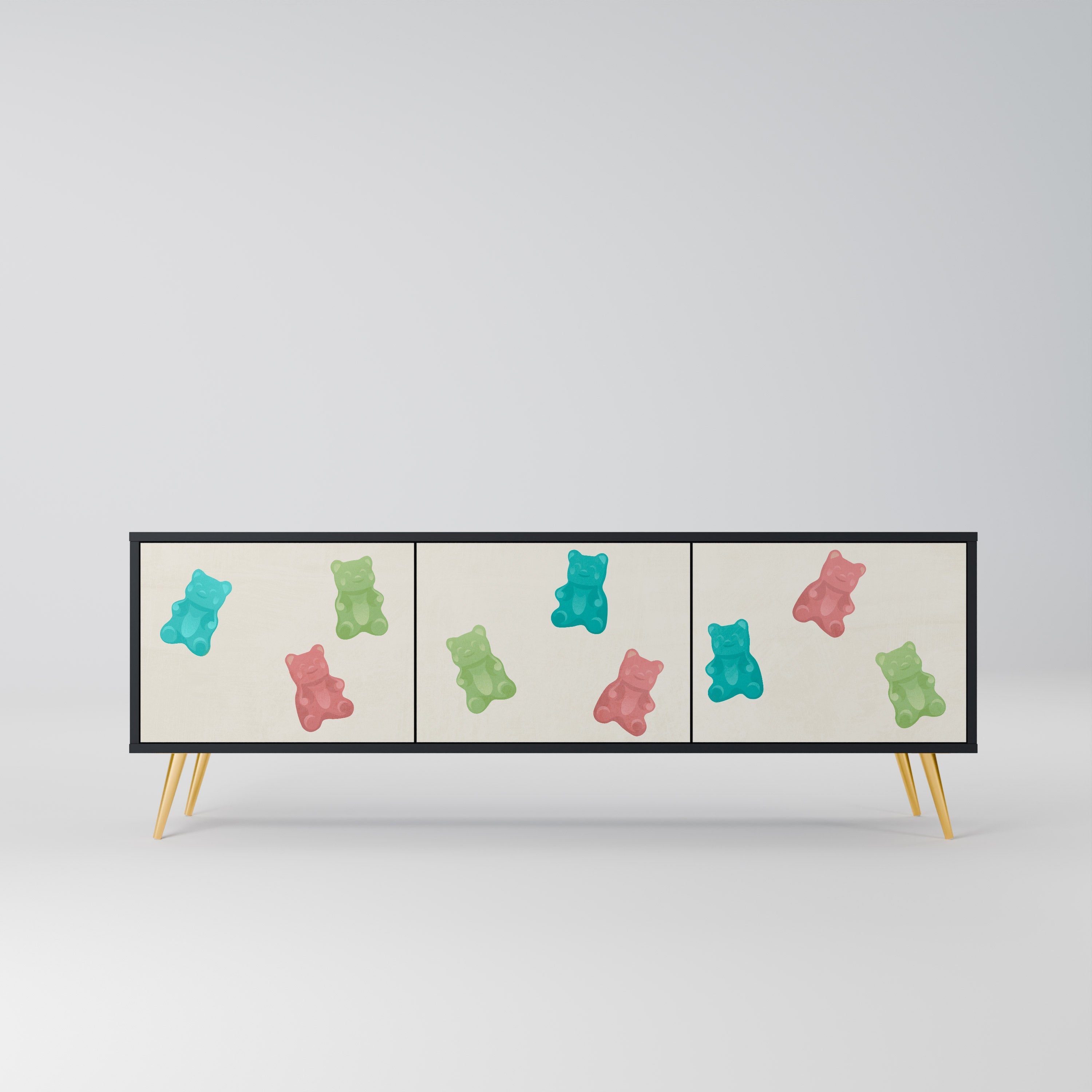 Meuble TV 3 portes GUMMY BEARS finition noire