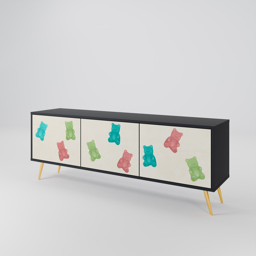 Meuble TV 3 portes GUMMY BEARS finition noire