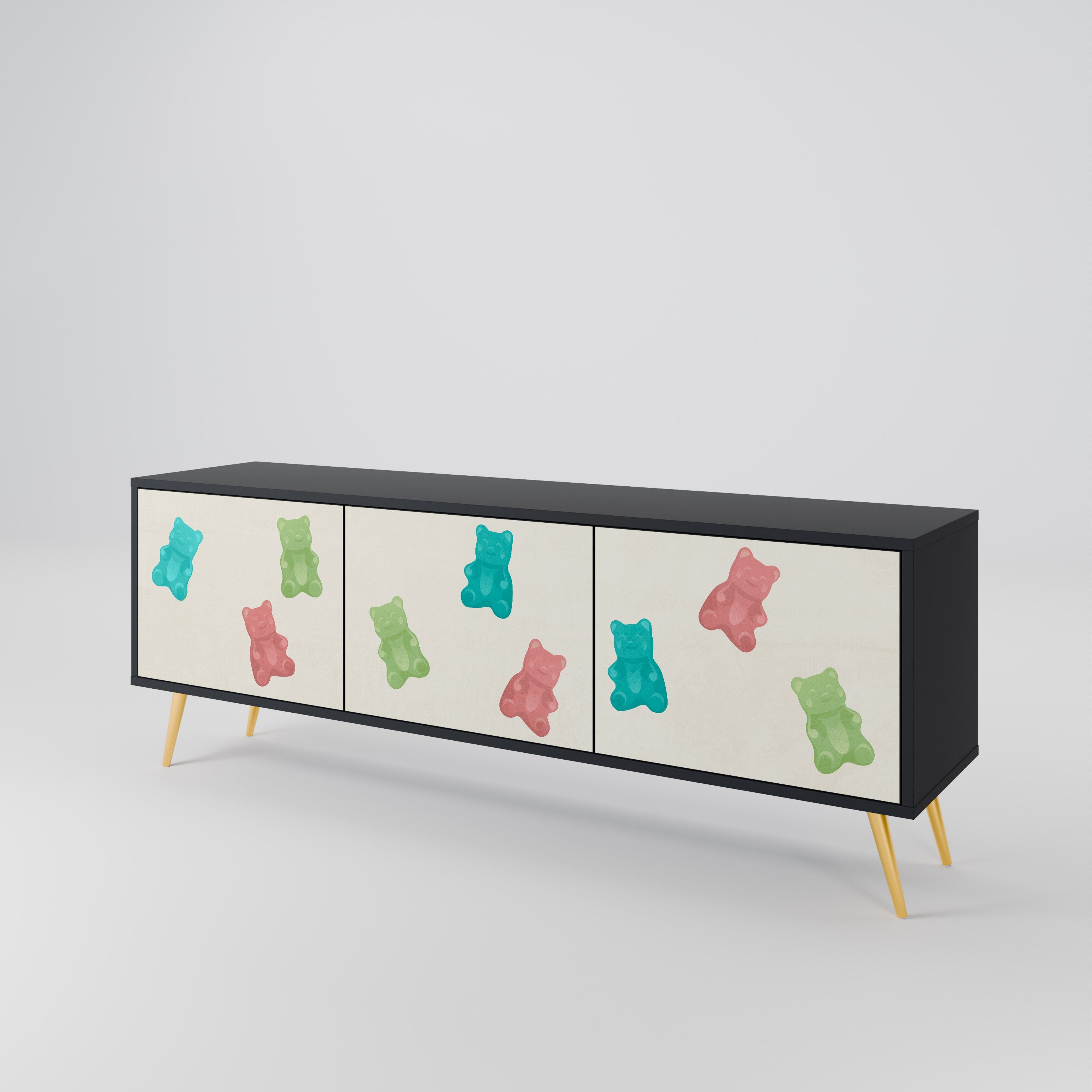 Meuble TV 3 portes GUMMY BEARS finition noire