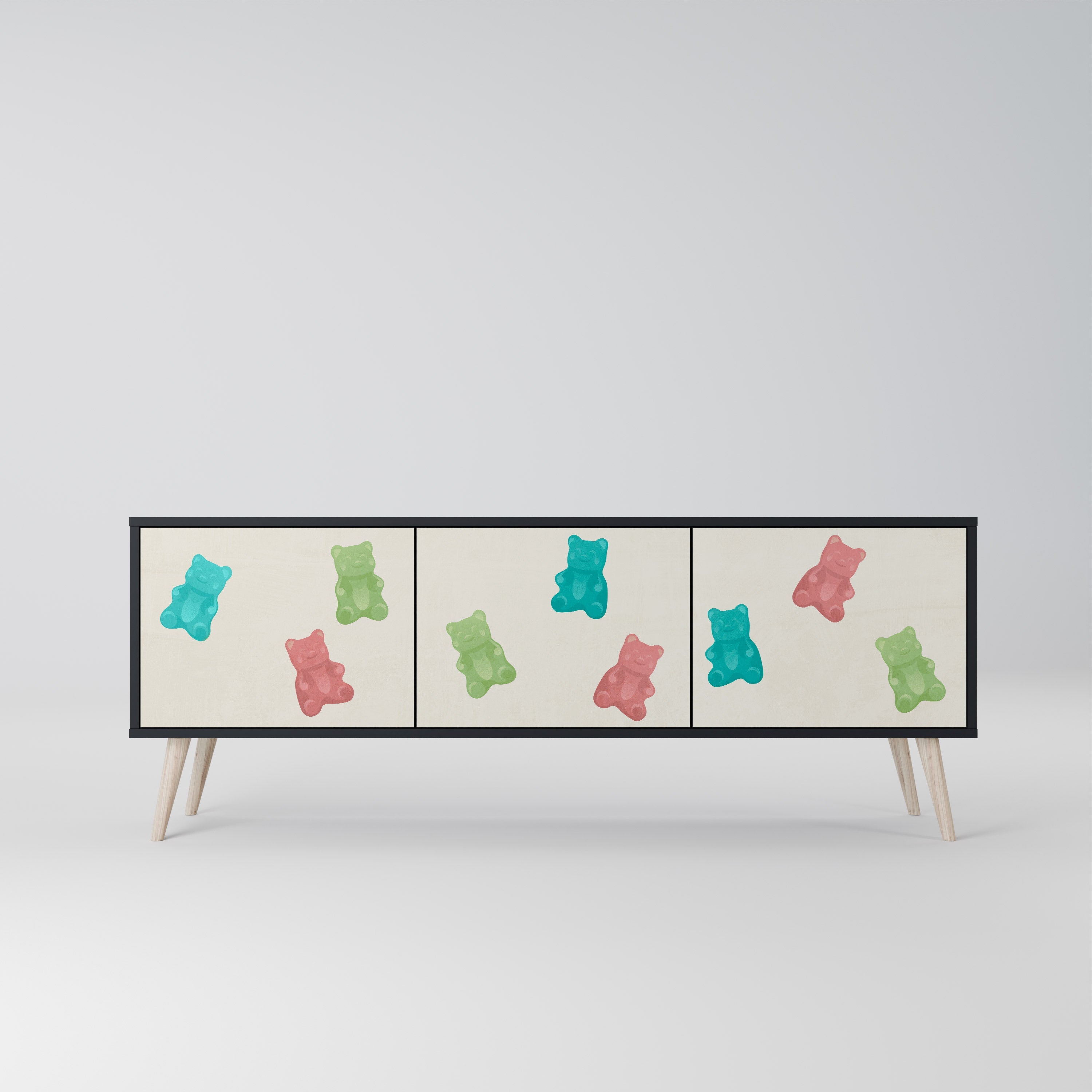 Meuble TV 3 portes GUMMY BEARS finition noire