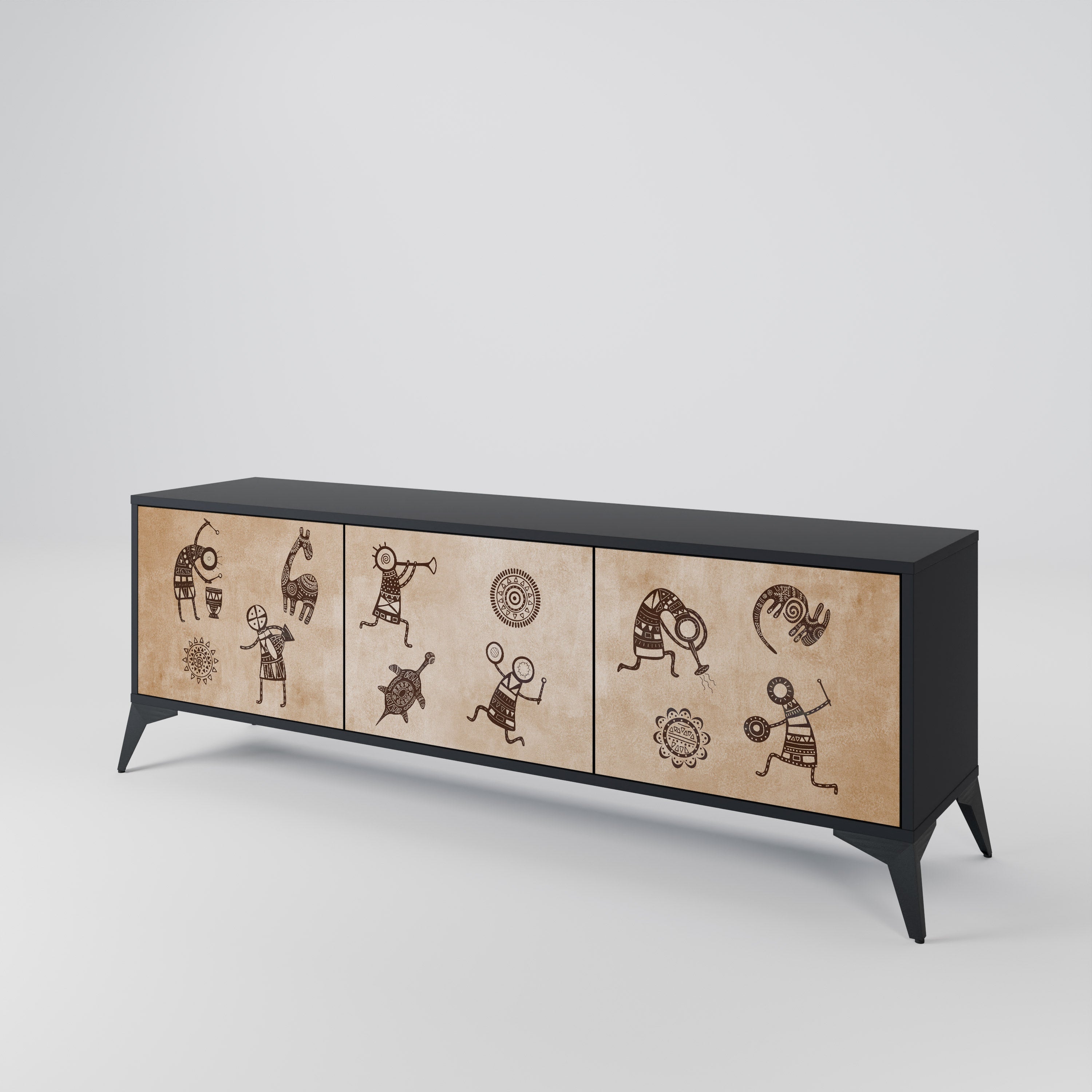 AFRICAN STYLE 3-Door TV Cabinet
